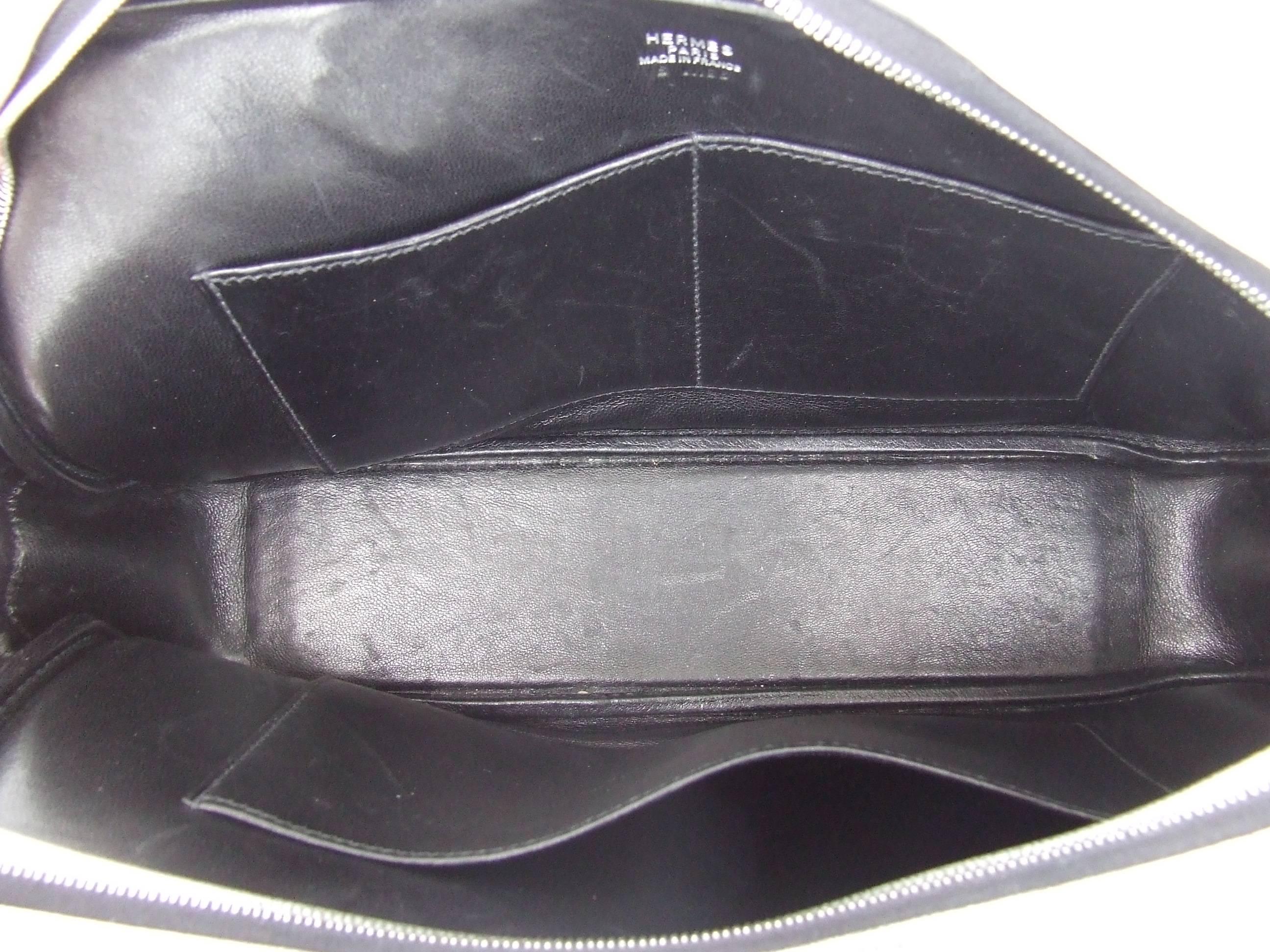 Hermès Limited Edition Metallic Silver Chevre Leather Plume Elan Bag PHW 28 cm 5