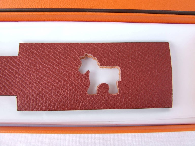 Hermès Petit H Luggage Tag Horse Leather Bag Charm Rouge H Orange at