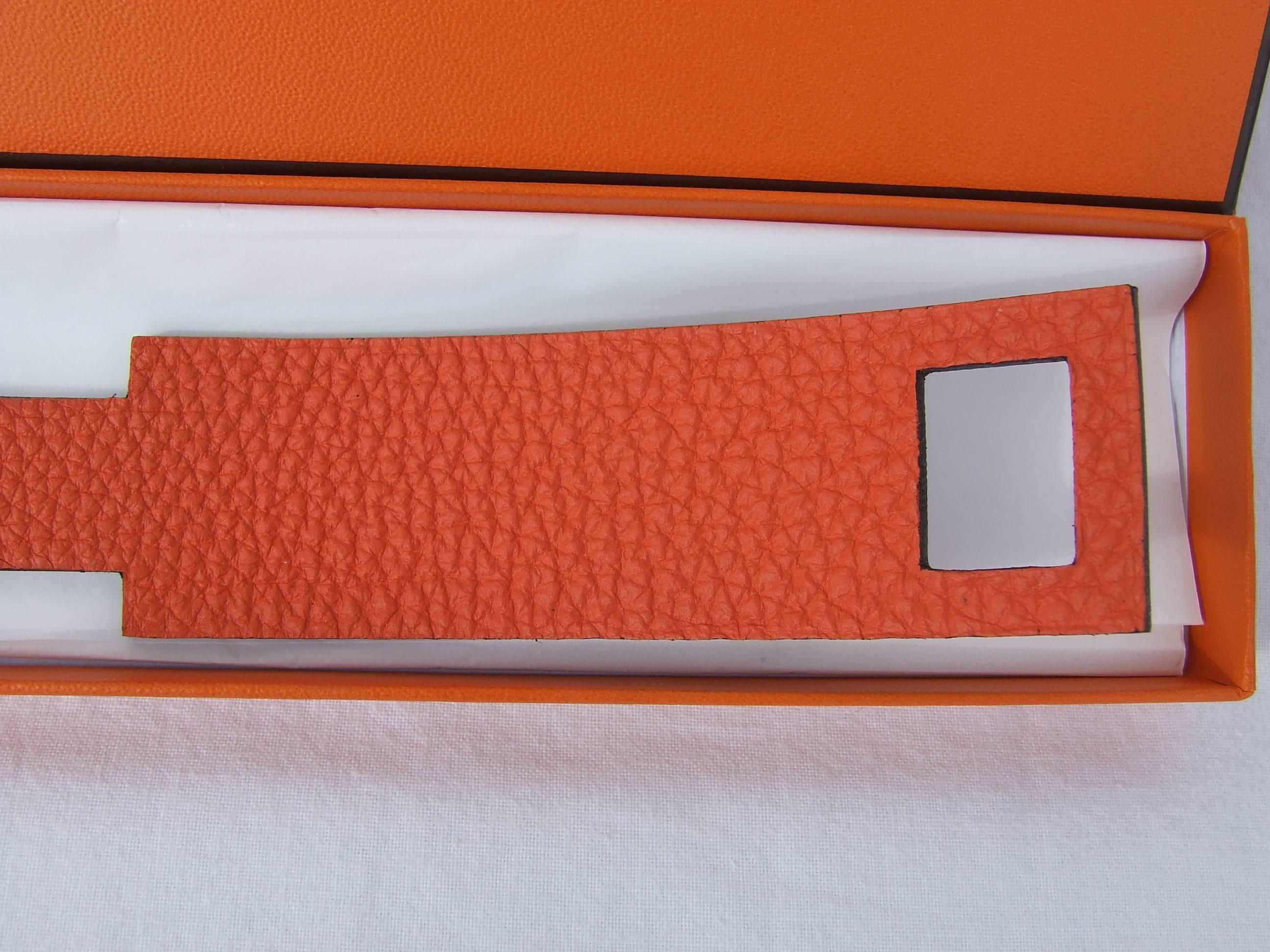 Hermès Petit H Luggage Tag Horse Leather Bag Charm Rouge H Orange 2