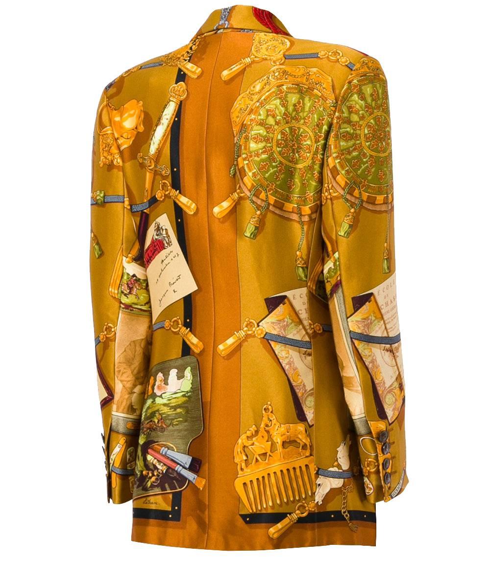 Orange Hermès Multicolor Silk Vintage Jacket, 1990s