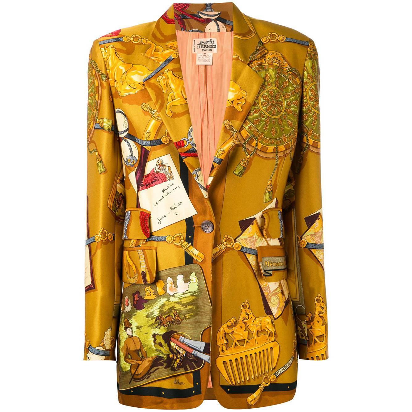 Hermès Multicolor Silk Vintage Jacket, 1990s