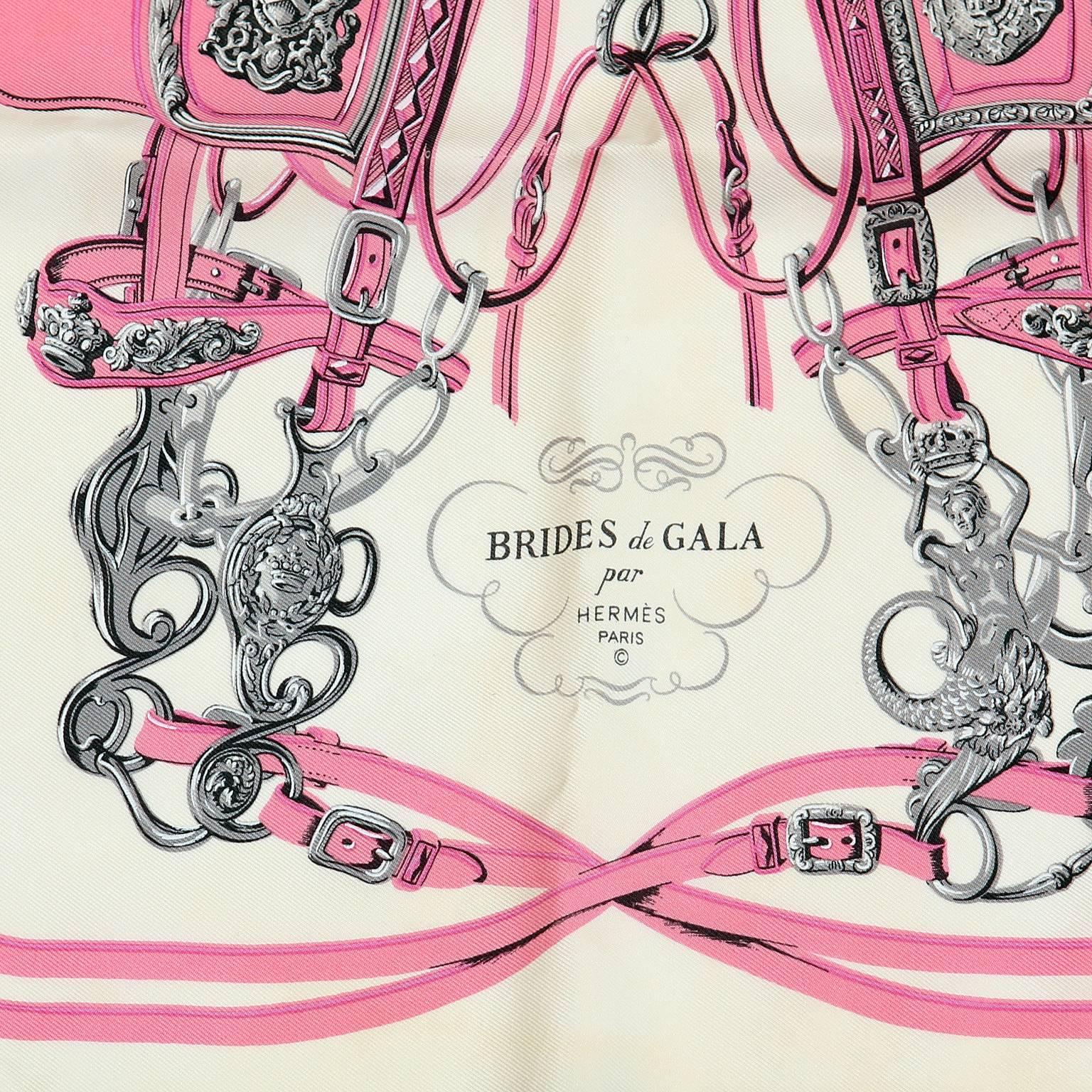Women's or Men's Hermès Pink Brides de Gala Pochette Silk Scarf