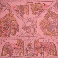 Hermès Pink La Danse du Cheval Marwari 90 cm Silk Scarf