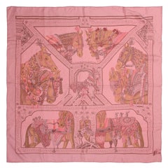 Hermès Pink La Danse du Cheval Marwari 90 cm Silk Scarf