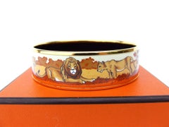 Hermès Printed Enamel Bracelet Lions And Lionesses In Savannah Gold Hdw Size 65