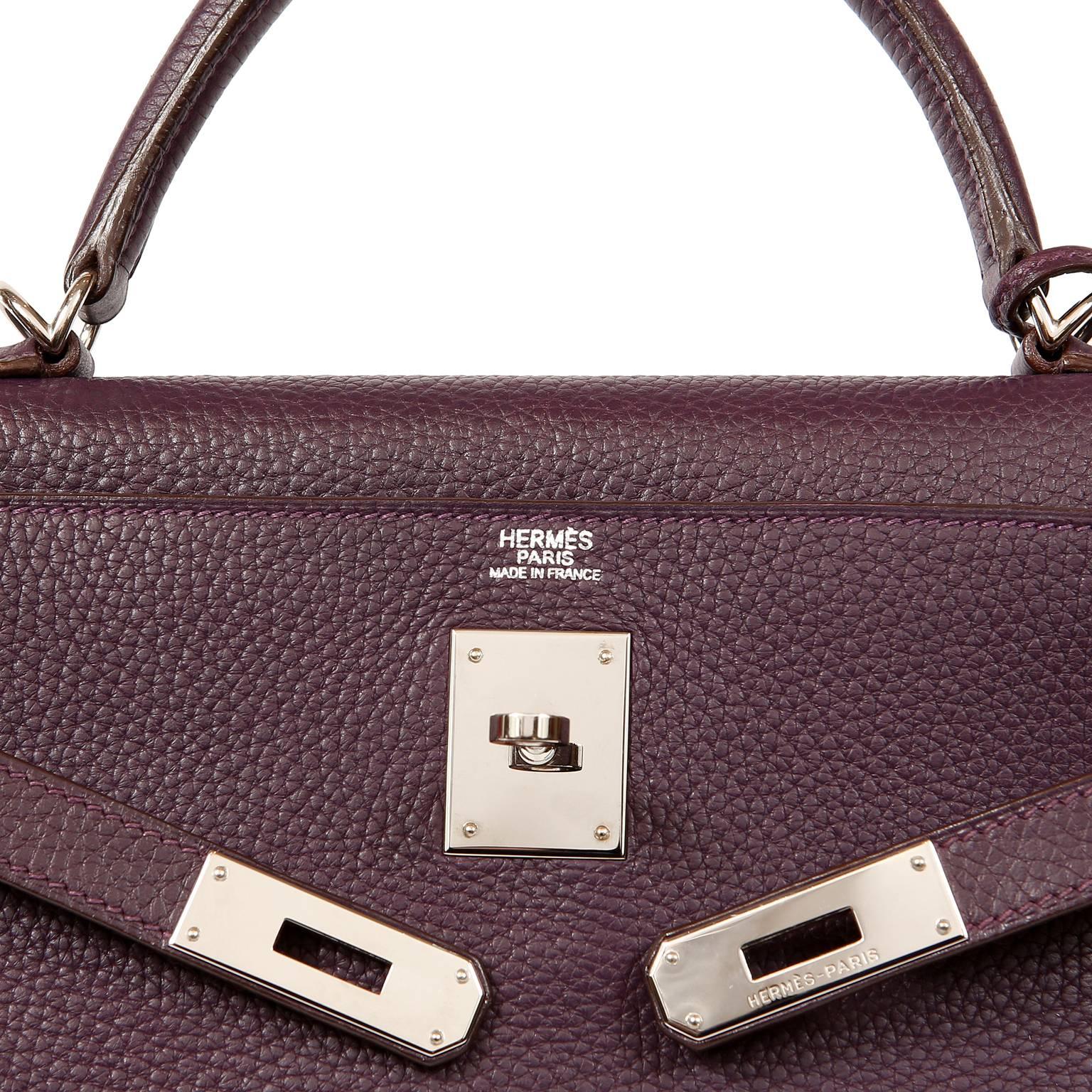 Hermès Raisin Clemence 32 cm Kelly Bag with Palladium 1