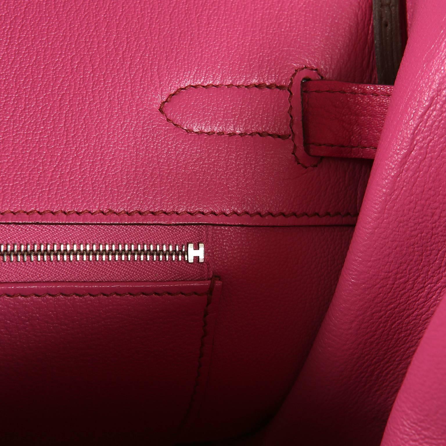Hermès Rose Shocking Chevre 35 cm Birkin Bag- Palladium HW 9
