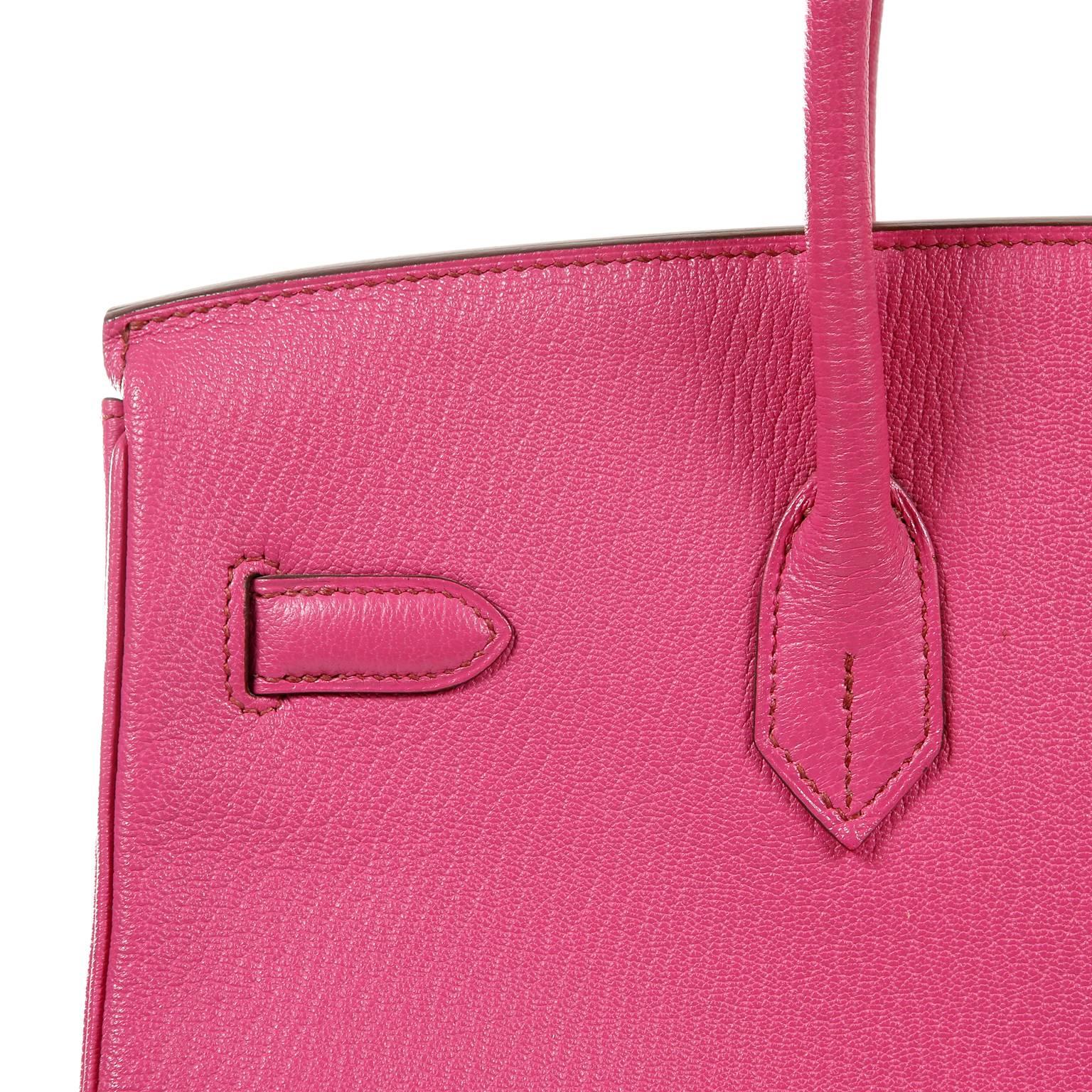 Hermès Rose Shocking Chevre 35 cm Birkin Bag- Palladium HW 10