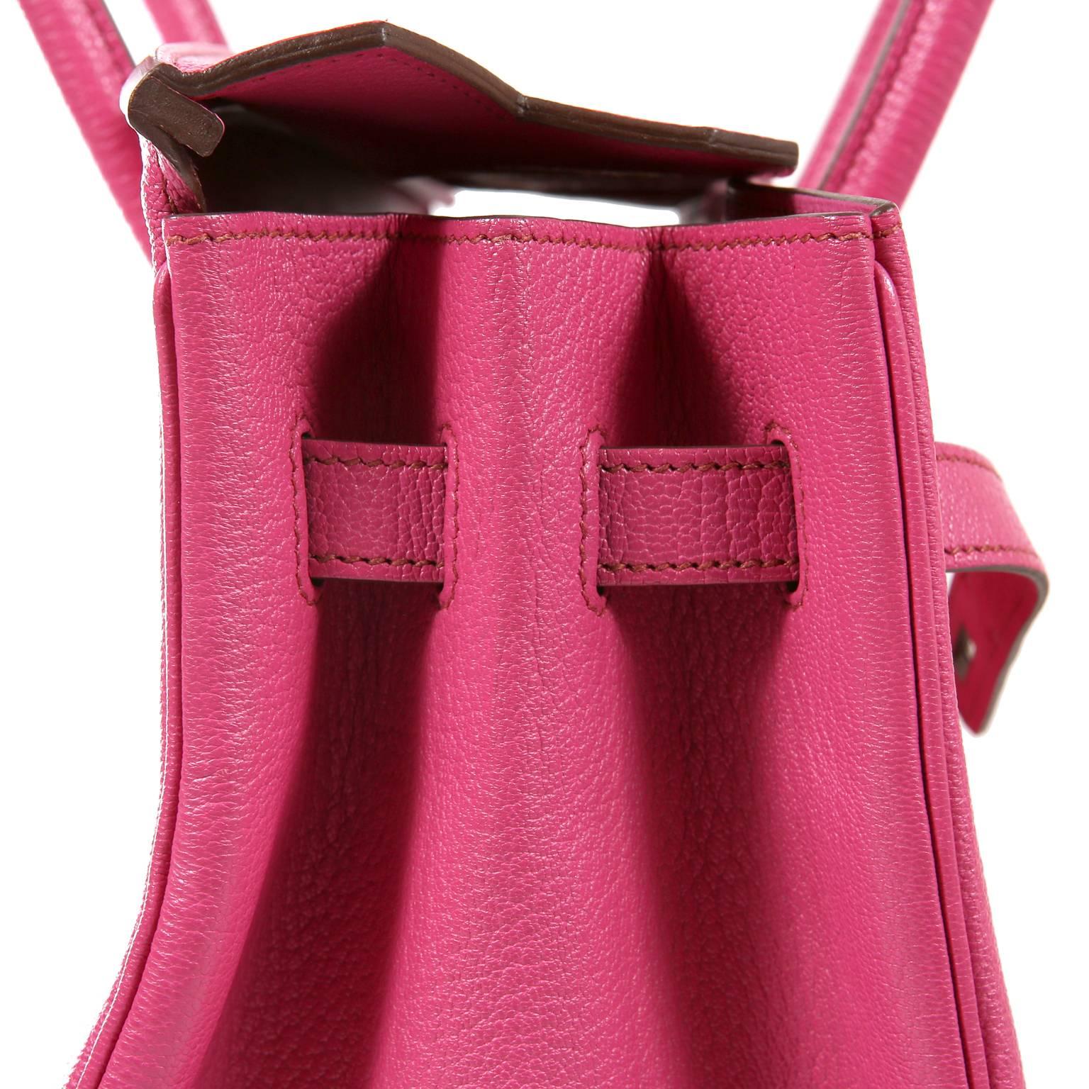 Women's Hermès Rose Shocking Chevre 35 cm Birkin Bag- Palladium HW