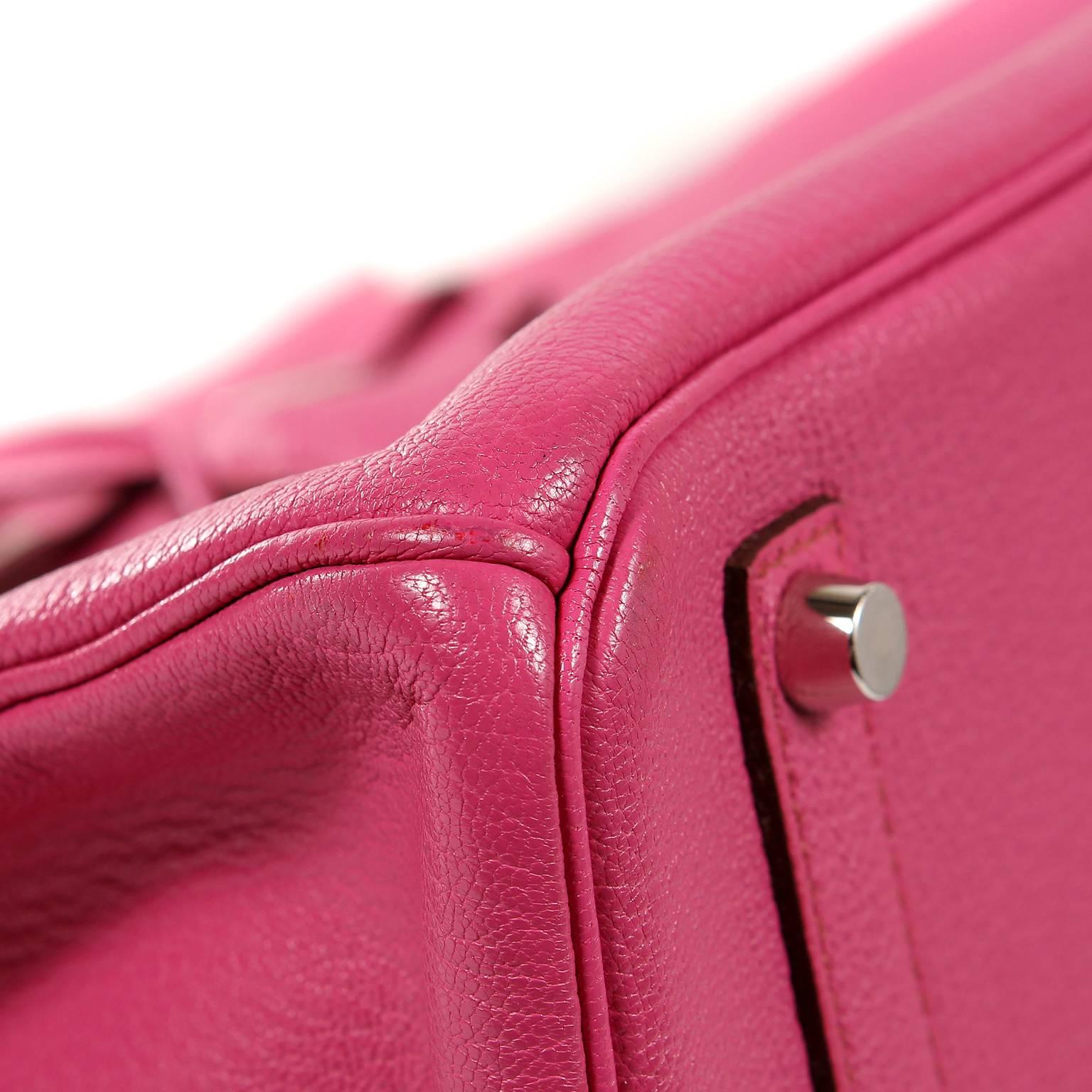 Hermès Rose Shocking Chevre 35 cm Birkin Bag- Palladium HW 2
