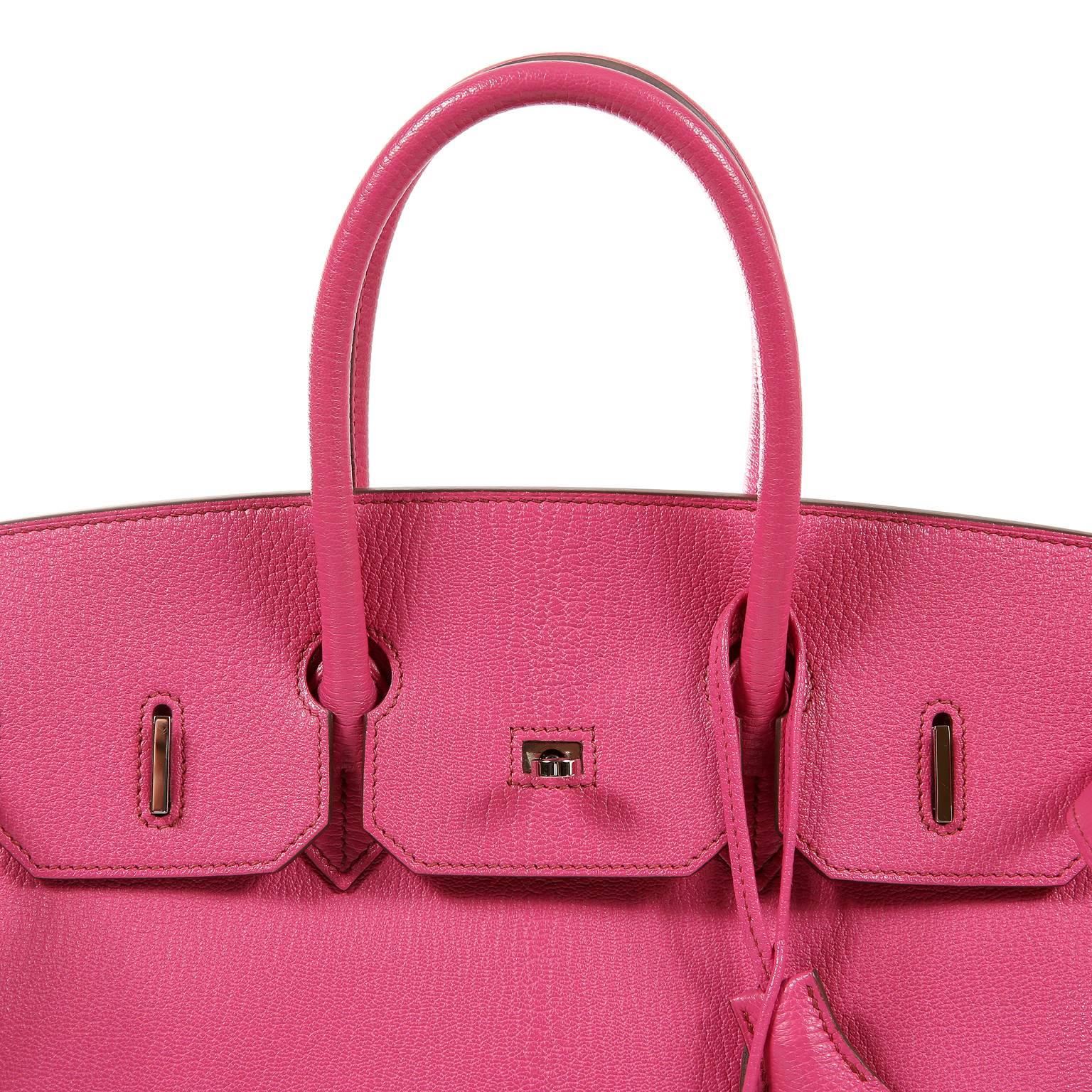 Hermès Rose Shocking Chevre 35 cm Birkin Bag- Palladium HW 3