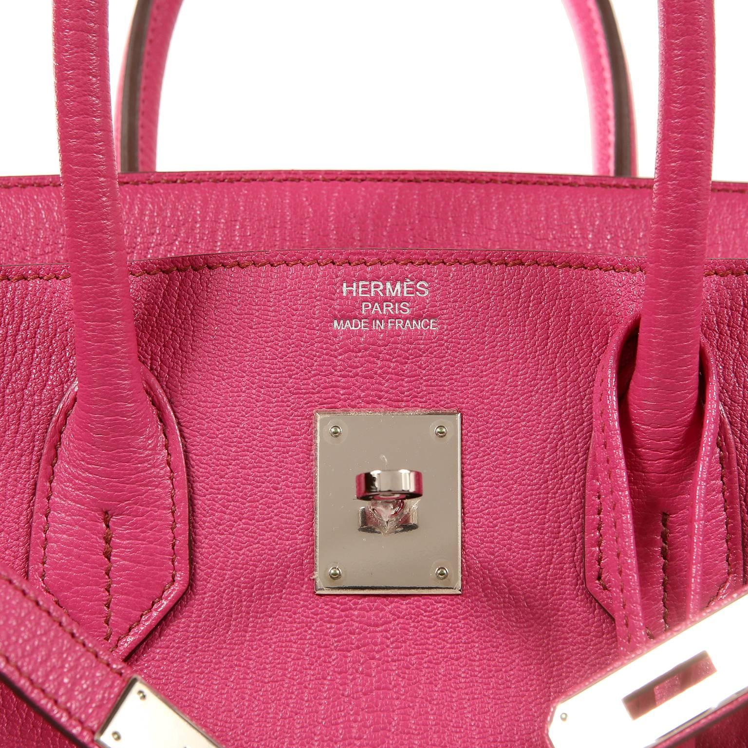 Hermès Rose Shocking Chevre 35 cm Birkin Bag- Palladium HW 5