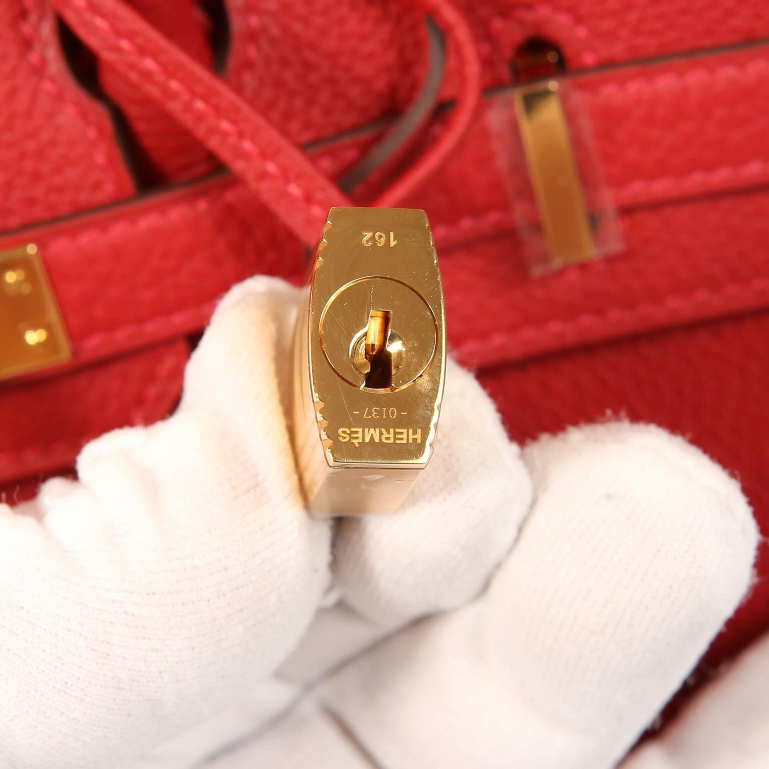 Hermès Rouge Garance Togo 25 cm Birkin Bag- Gold Hardware 6