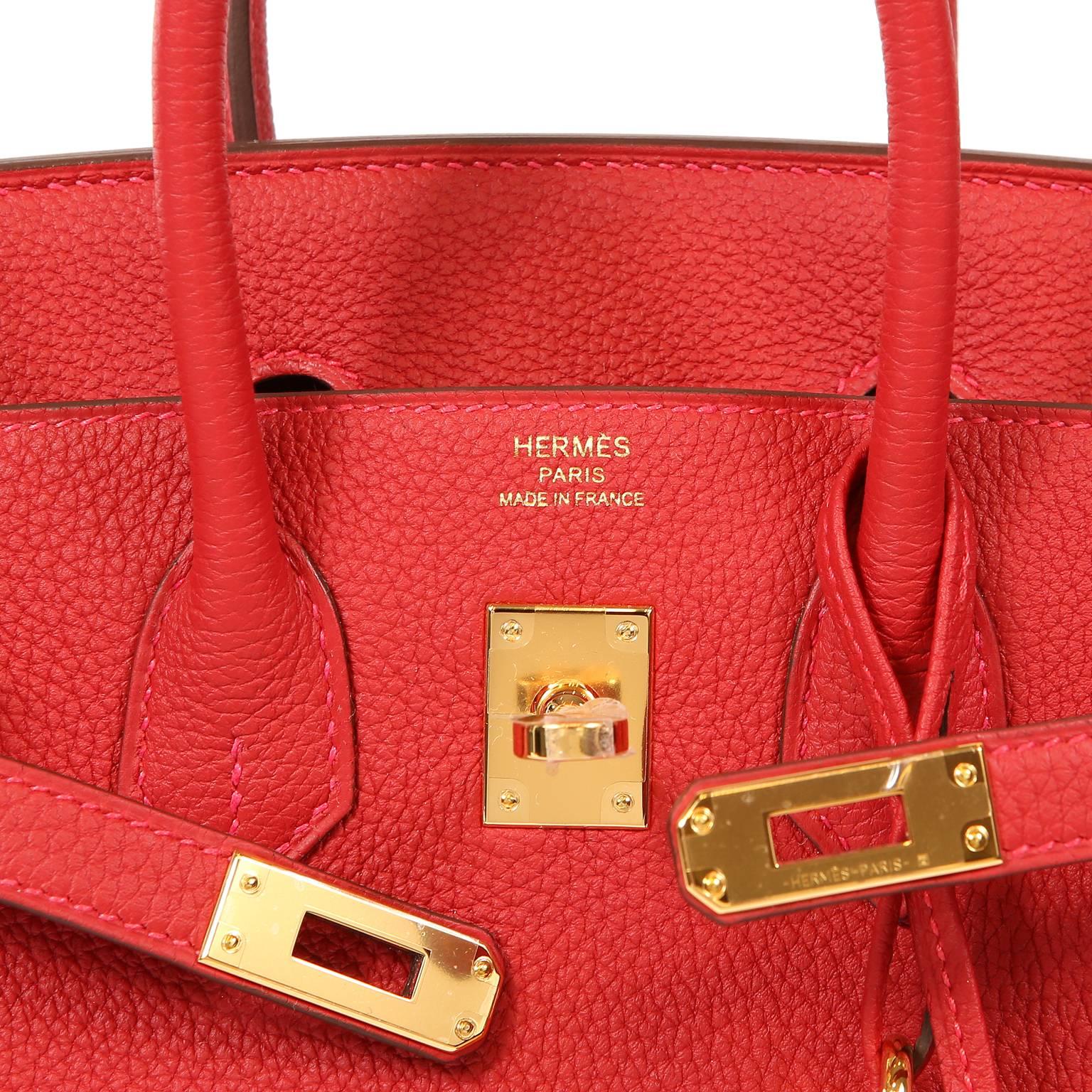 Women's Hermès Rouge Garance Togo 25 cm Birkin Bag- Gold Hardware