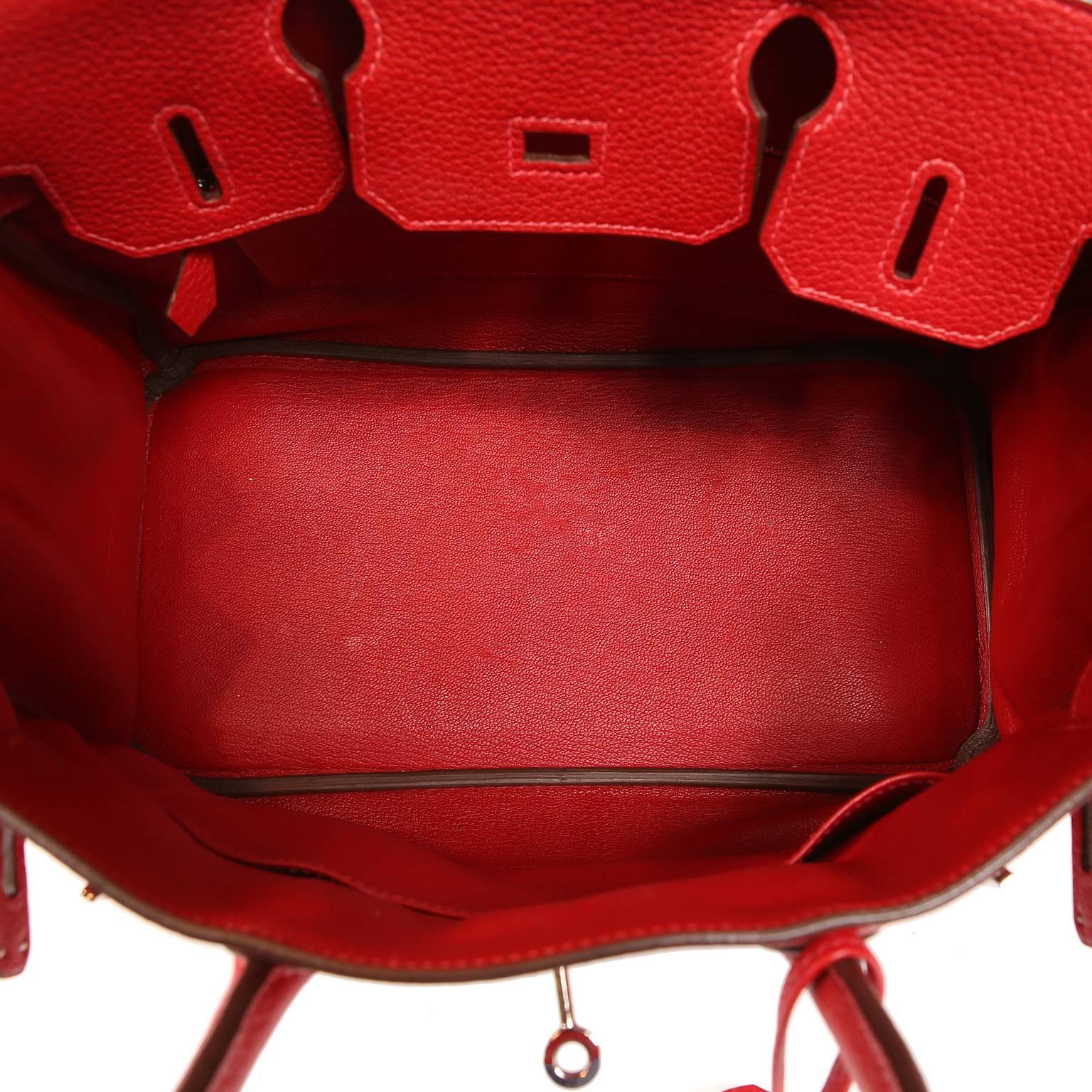 Hermès Rouge H Togo 30 cm Birkin Bag- Palladium Hardware 3