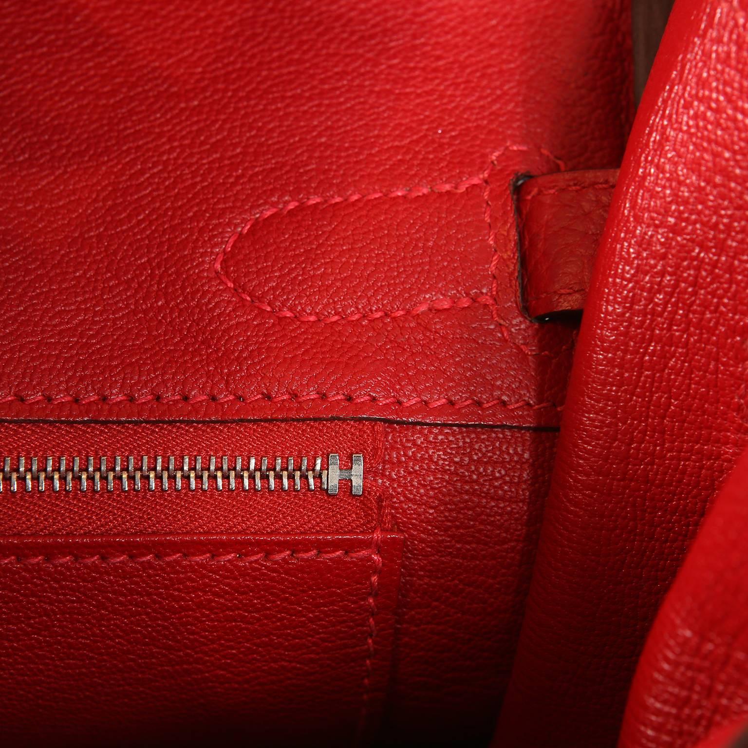 Hermès Rouge H Togo 30 cm Birkin Bag- Palladium Hardware 4