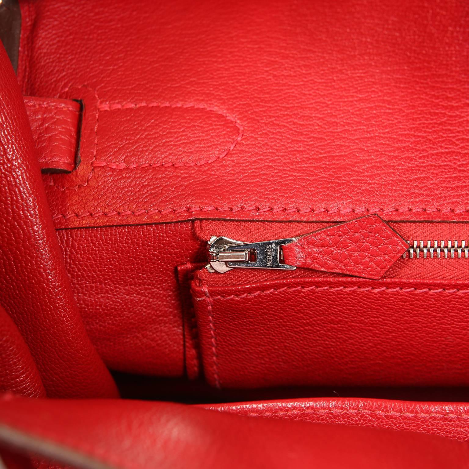 Hermès Rouge H Togo 30 cm Birkin Bag- Palladium Hardware 5