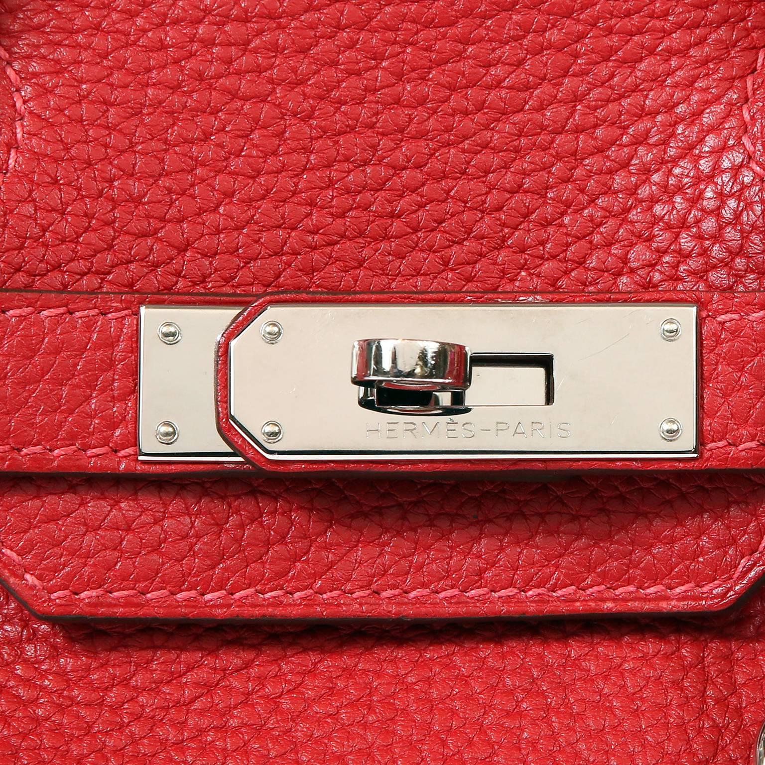 Red Hermès Rouge H Togo 30 cm Birkin Bag- Palladium Hardware