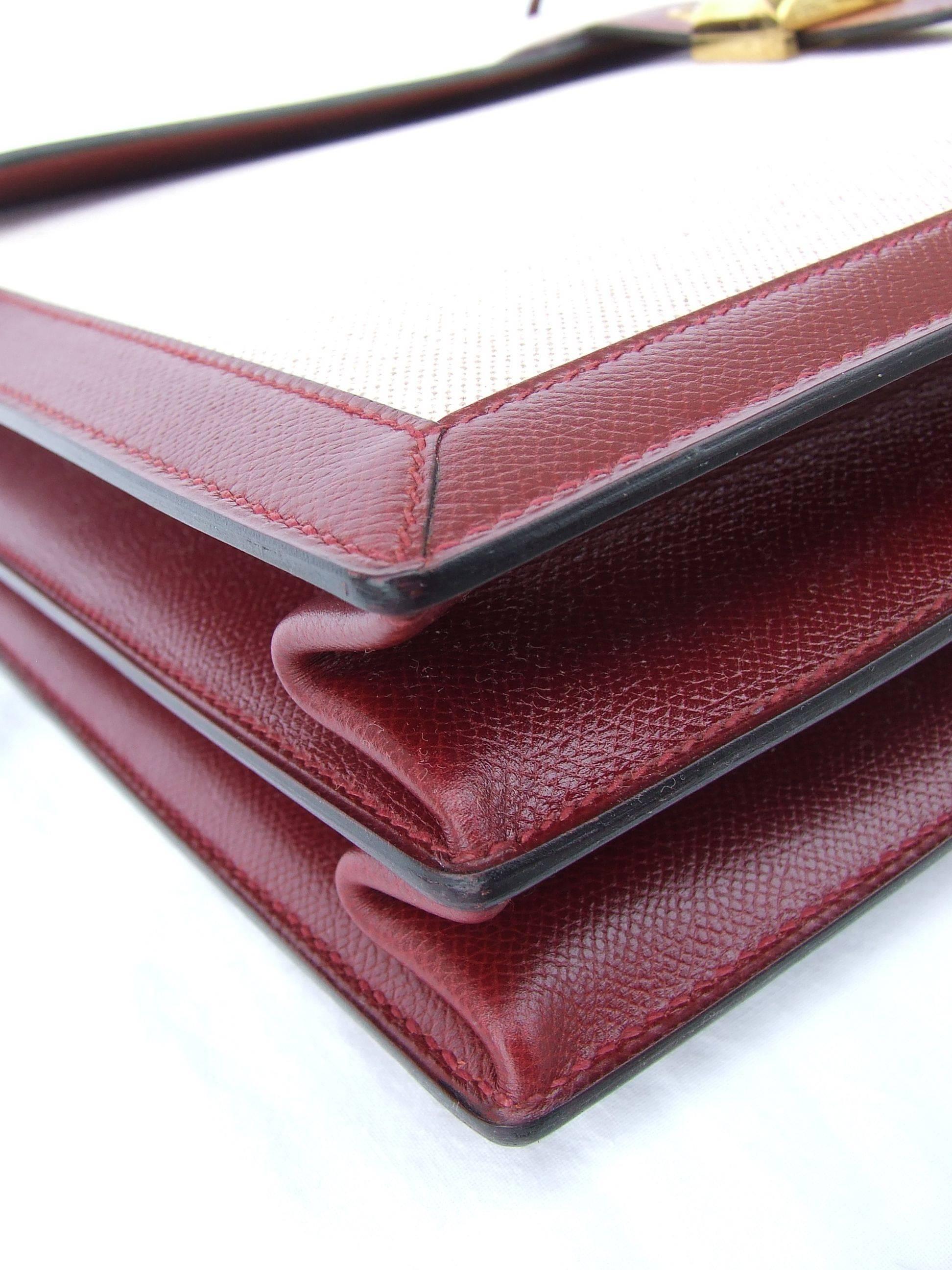 Hermès Sac a Depeche Briefcase Handbag Rouge H Leather and Toile 39 cm 3