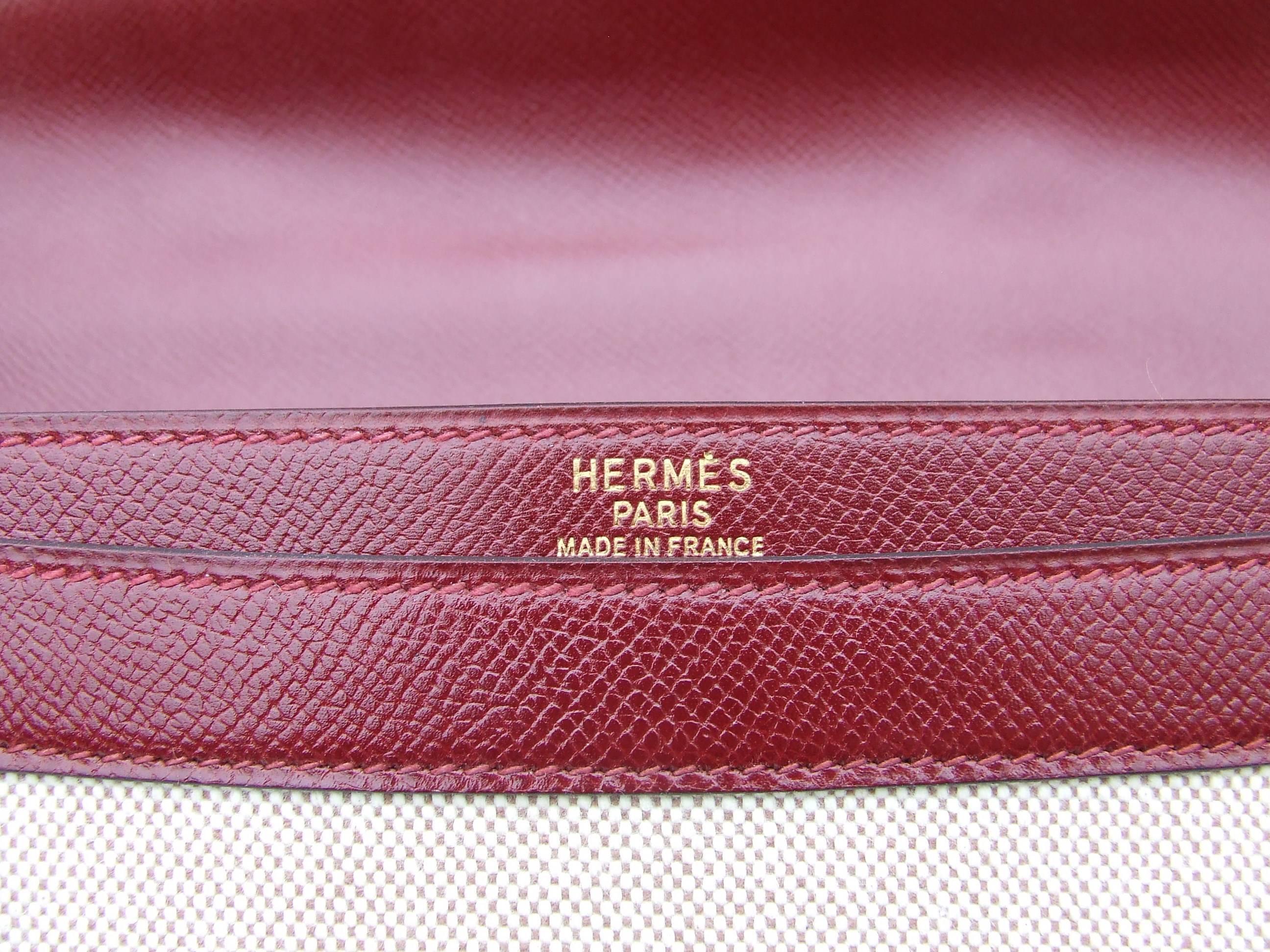 Women's or Men's Hermès Sac a Depeche Briefcase Handbag Rouge H Leather and Toile 39 cm