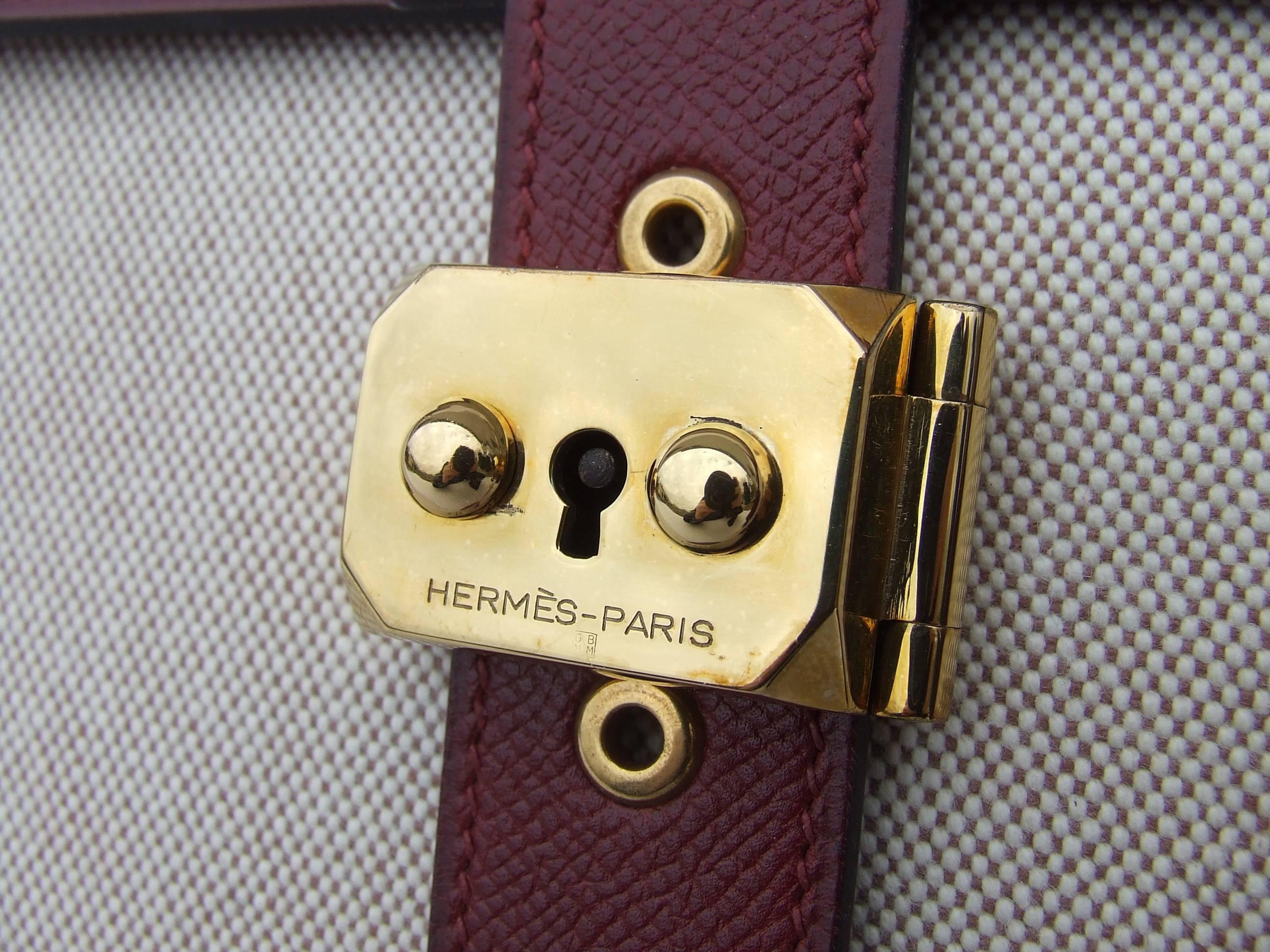 Hermès Sac a Depeche Briefcase Handbag Rouge H Leather and Toile 39 cm 1