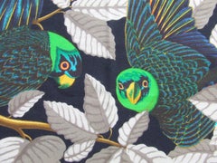 Hermès Les Perroquets Loros Metz Cachemira Seda Pañuelo Chal 90 cm