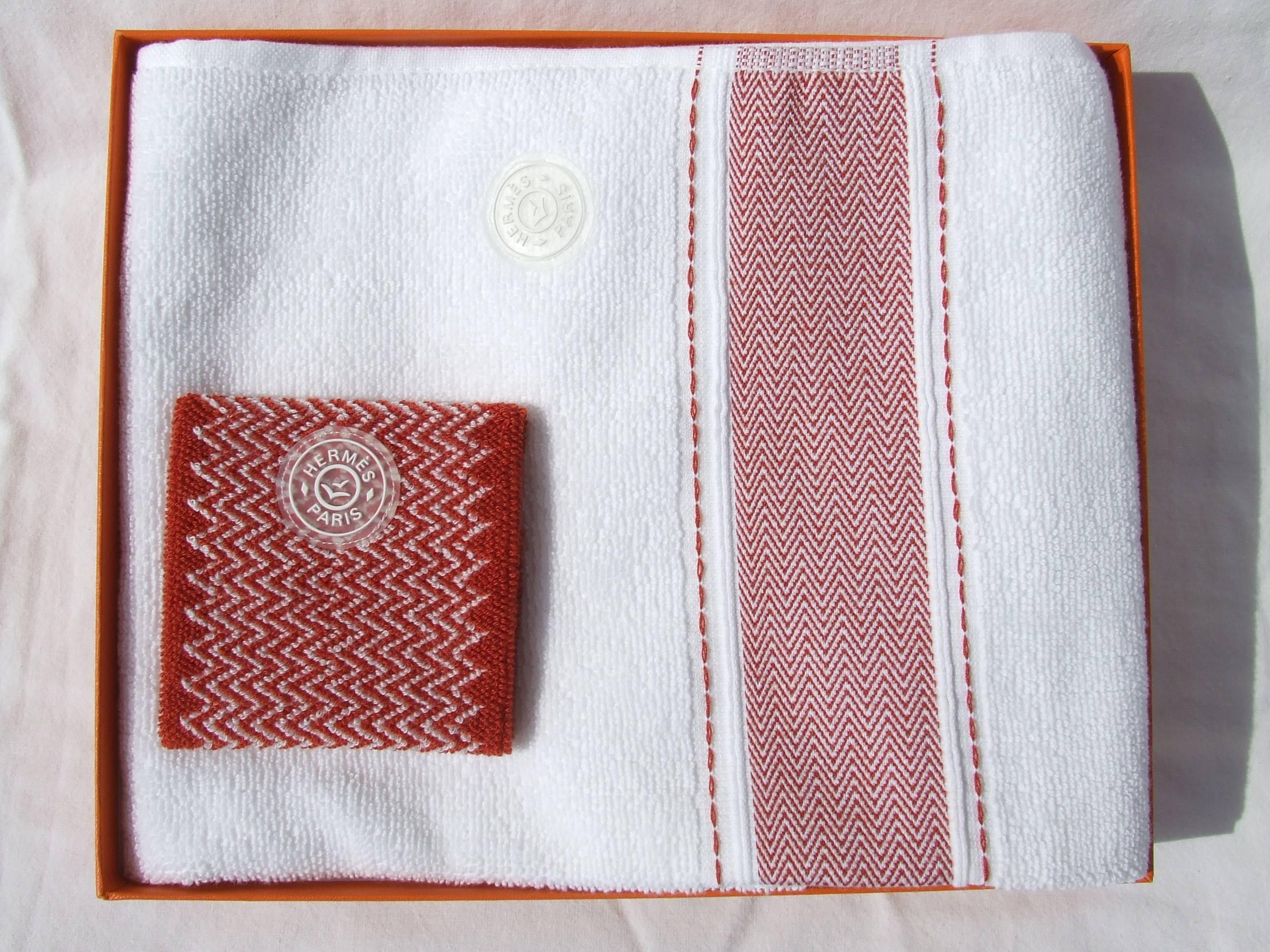 Hermès Set of Sports Towel and Sweatband Tennis Combed Cotton For Woman NIB 1