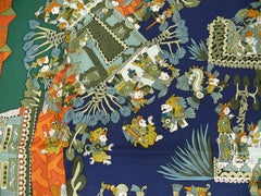Hermès by Annie Faivre "Astres et Soleils" Silk Carre Scarf