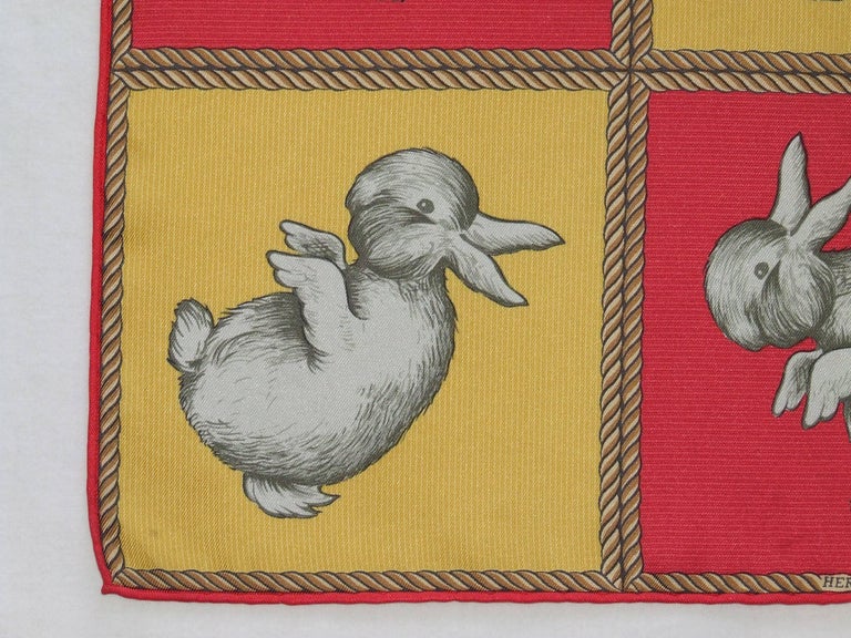 Hermès Small Carré Gavroche Rabbit Duck Illusion Silk Scarf at 1stDibs ...