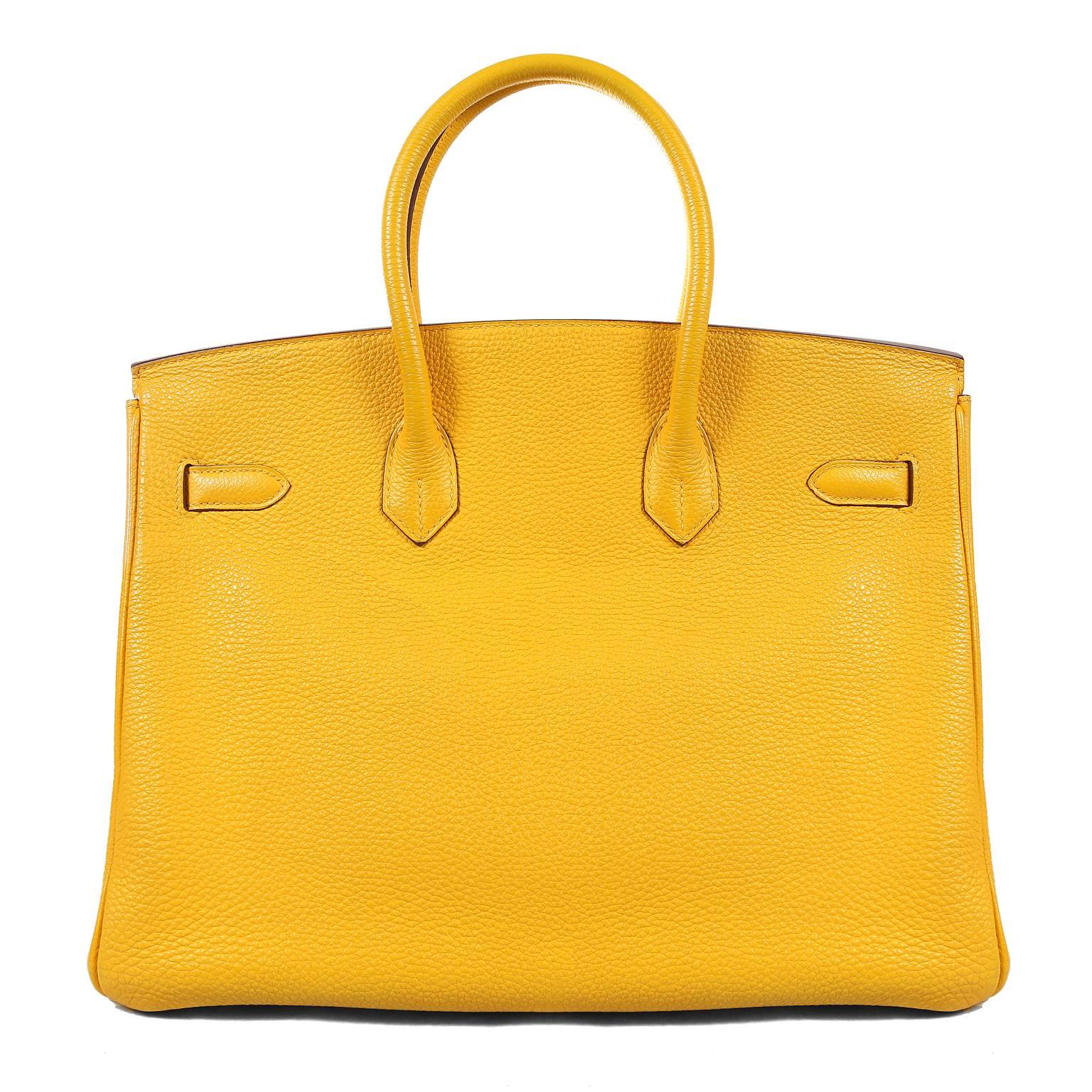 Hermès Soleil Togo 35cm Birkin Bag-  Pristine condition;  appears never carried.  
 Waitlists exceeding a year are commonplace for the intensely coveted Birkin bag.  Each piece is hand crafted by skilled artisans and represents the epitome of