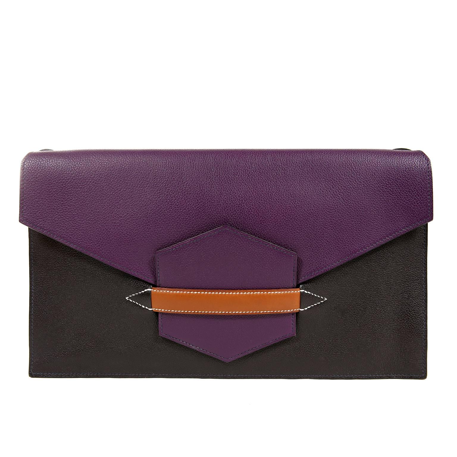 Hermès Tri Color Faco II Convertible Clutch avec Strap en vente