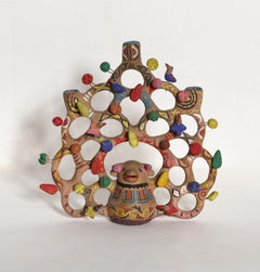 Tree of Life Candelabra, Folk Art Ceramic attributed to Heron Martinez