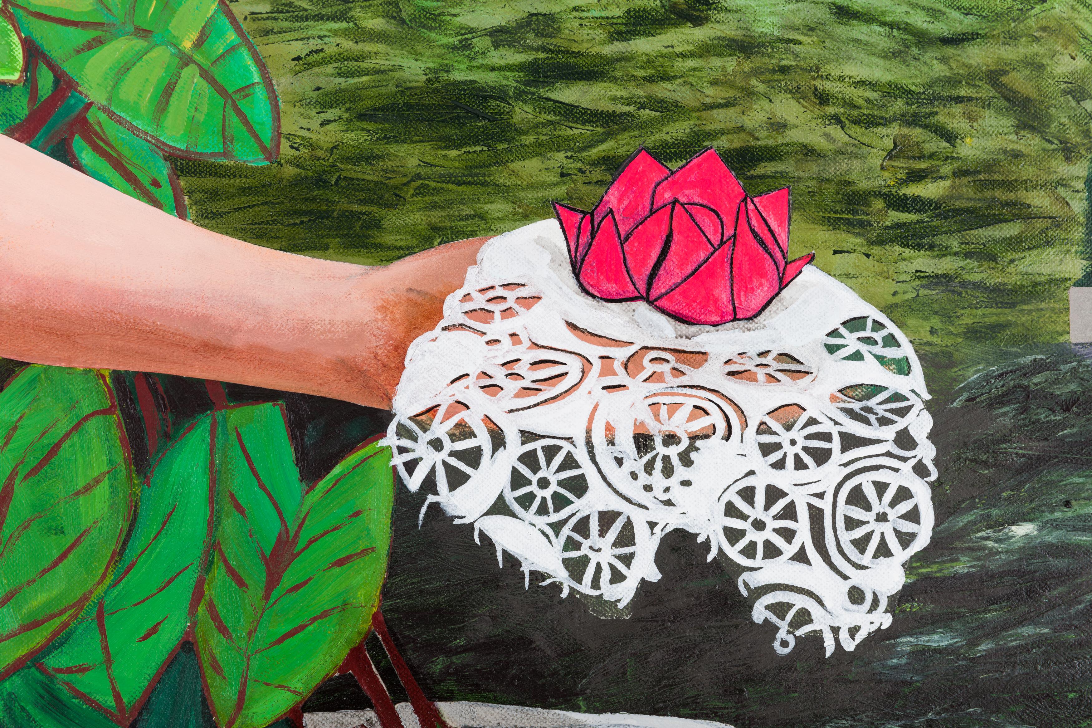 Conceptual artist #17 (With the aid of scissors, paper doilies and origami... - Painting by Hernan Bas