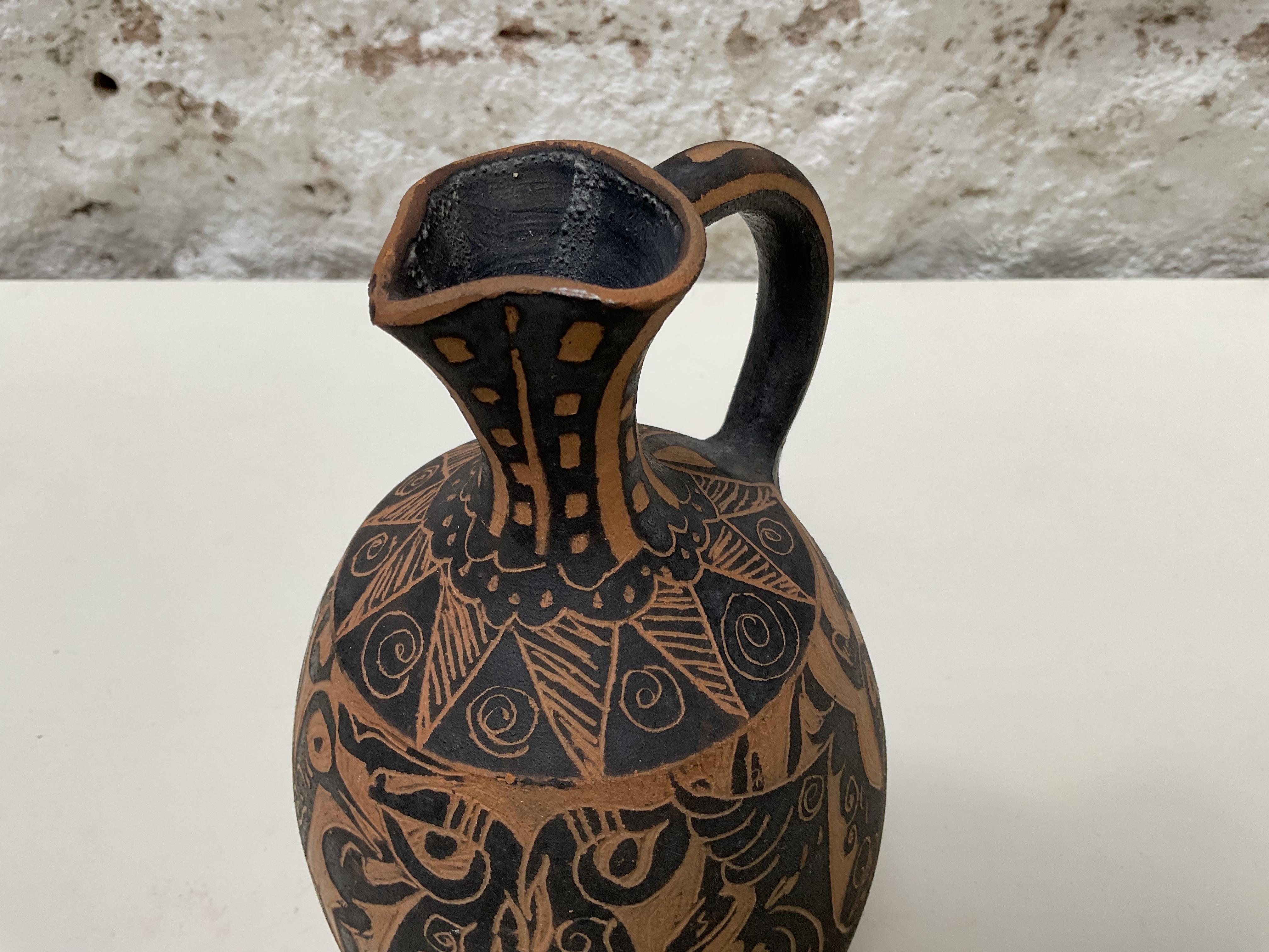 Fin du 20e siècle Hernán Sanz - Vase en céramique de style Picasso, Talleres Pedro Mercedes, Cuenca, Espagne en vente