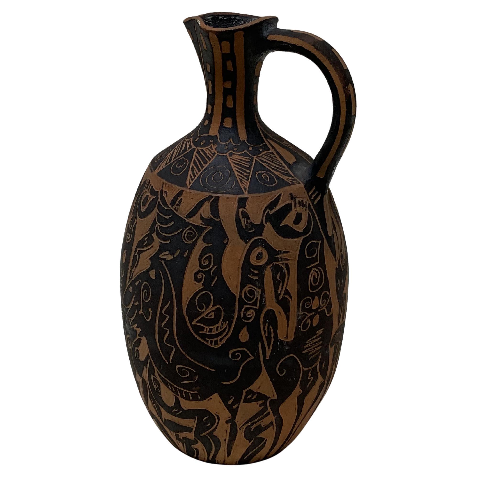 Hernán Sanz — Picasso Style Ceramic Vase, Talleres Pedro Mercedes, Cuenca, Spain