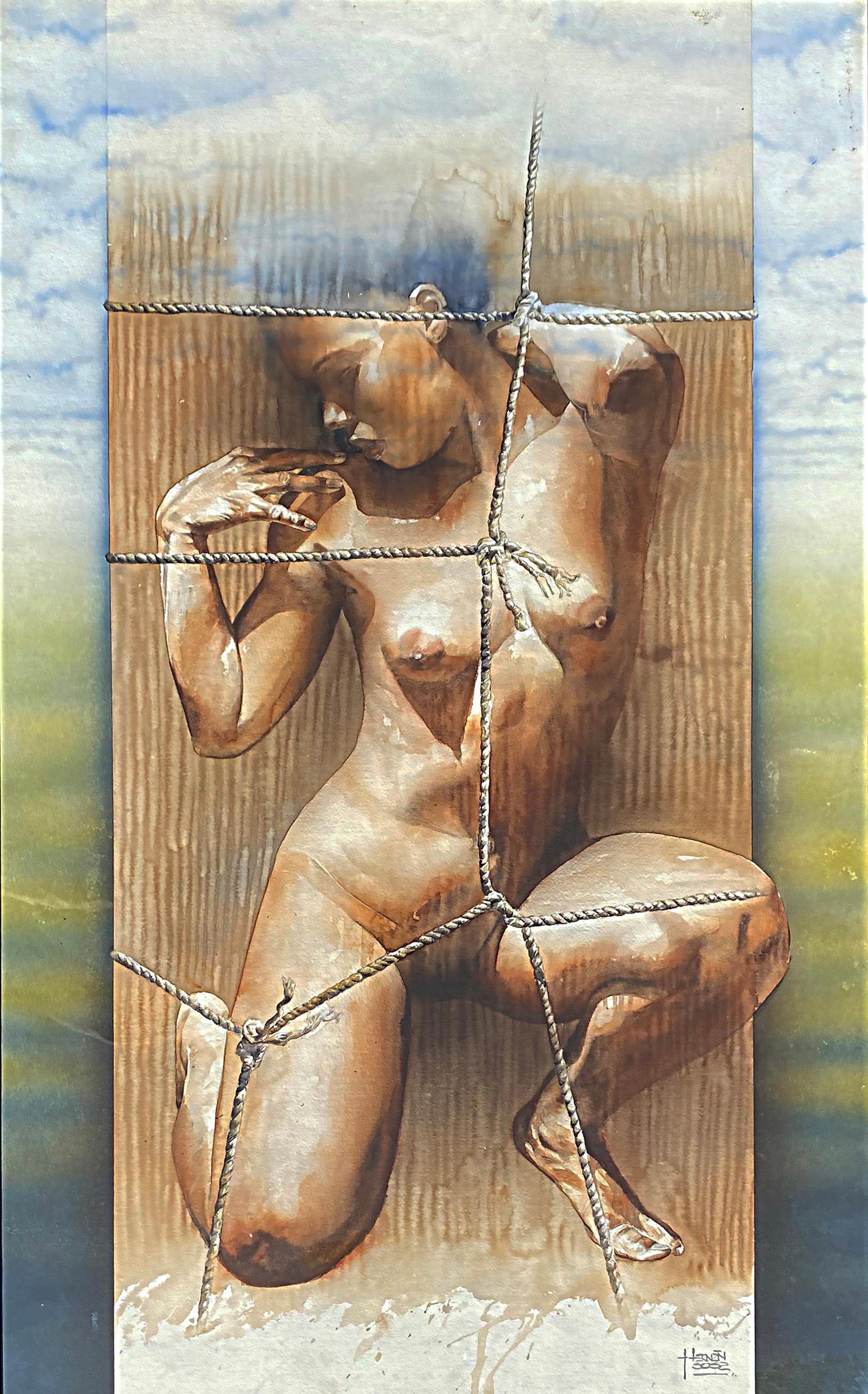 Hernán Sosa Nu aquarelle sur papier encadré sous verre 

Est proposée à la vente une aquarelle originale sur papier encadrée sous verre de l'artiste péruvien Hernán Sosa (né en 1965). Cette aquarelle figurative dépeint un nu féminin qui est