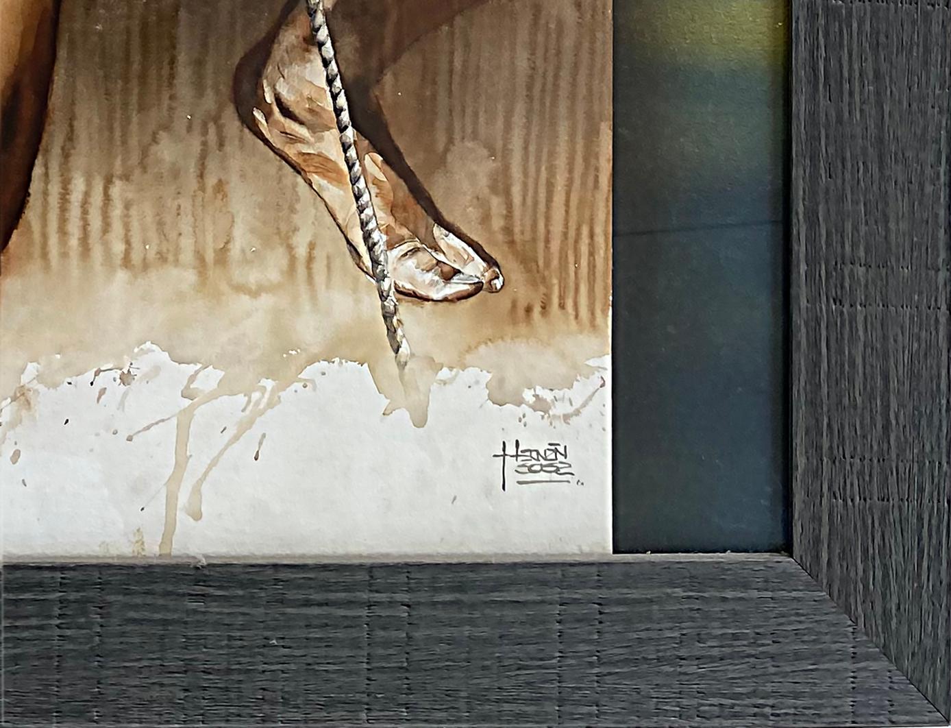 Moderne Hernán Sosa Peinture aquarelle nue sur papier encadrée sous verre #2 en vente