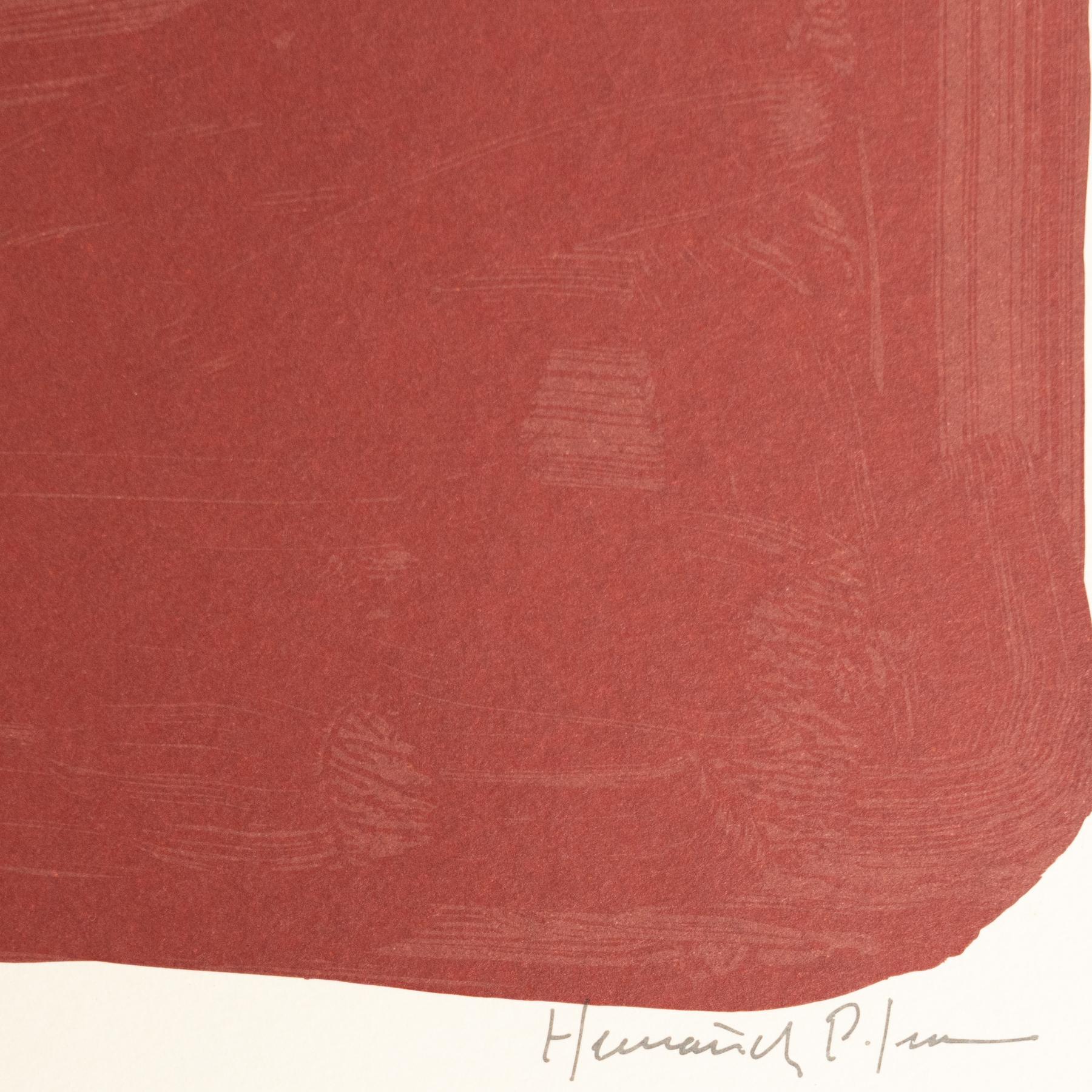 Hernández Pijuan Litografía abstracta roja y blanca sobre papel, 1999 finales del siglo XX en venta