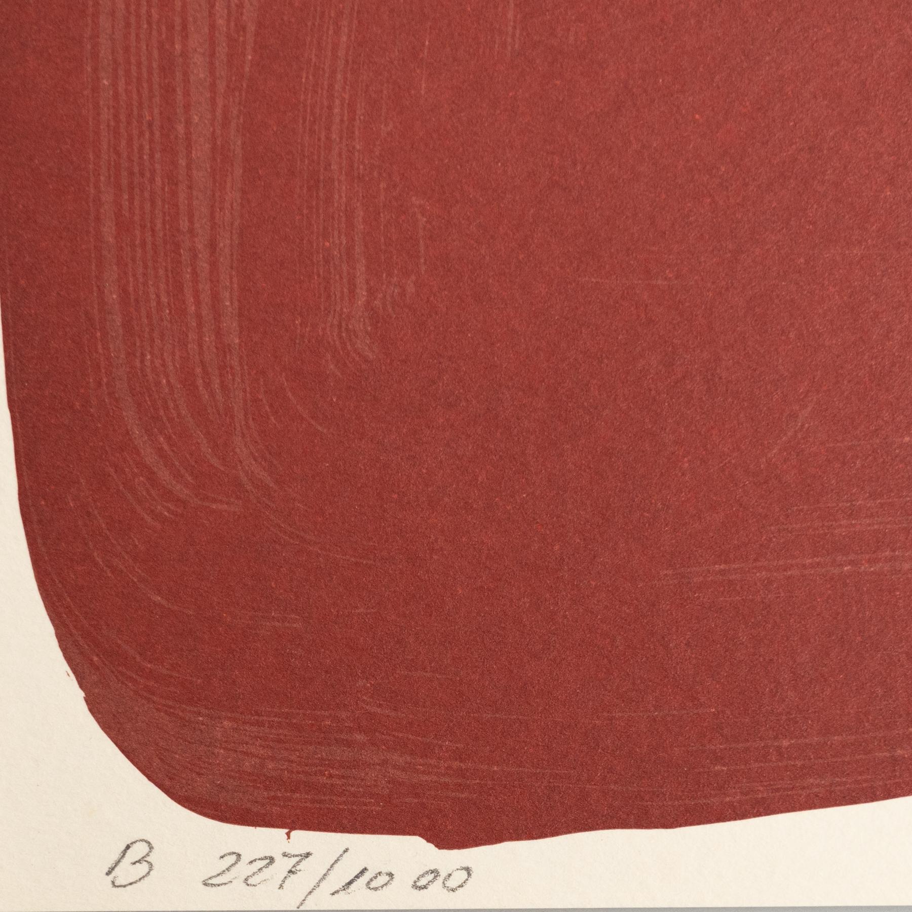 Hernández Pijuan Litografía abstracta roja y blanca sobre papel, 1999 Papel en venta