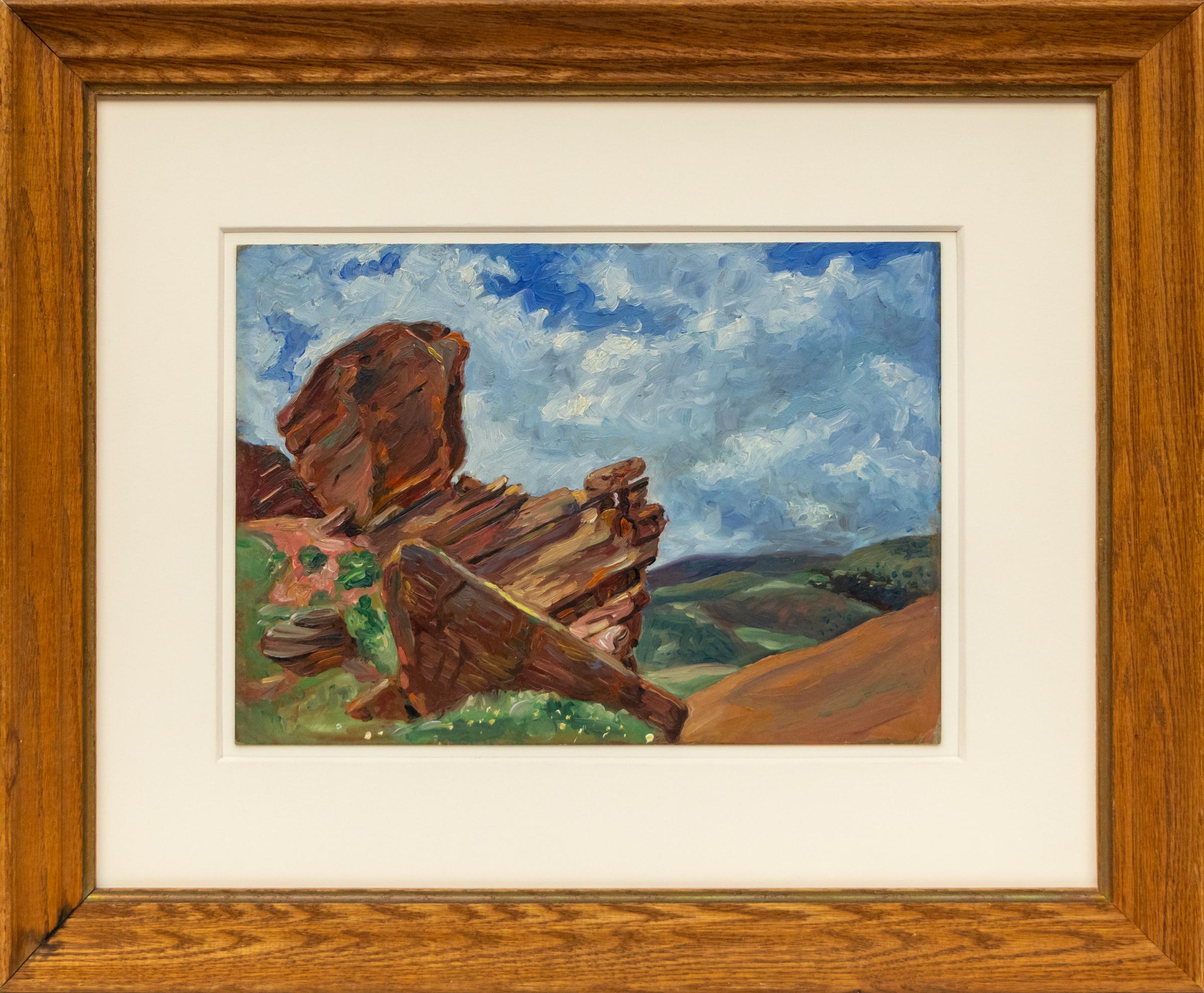 Red Rocks, Colorado meridionale, pittura paesaggistica del XX secolo di formazioni rocciose - Painting American Modern di Herndon Davis