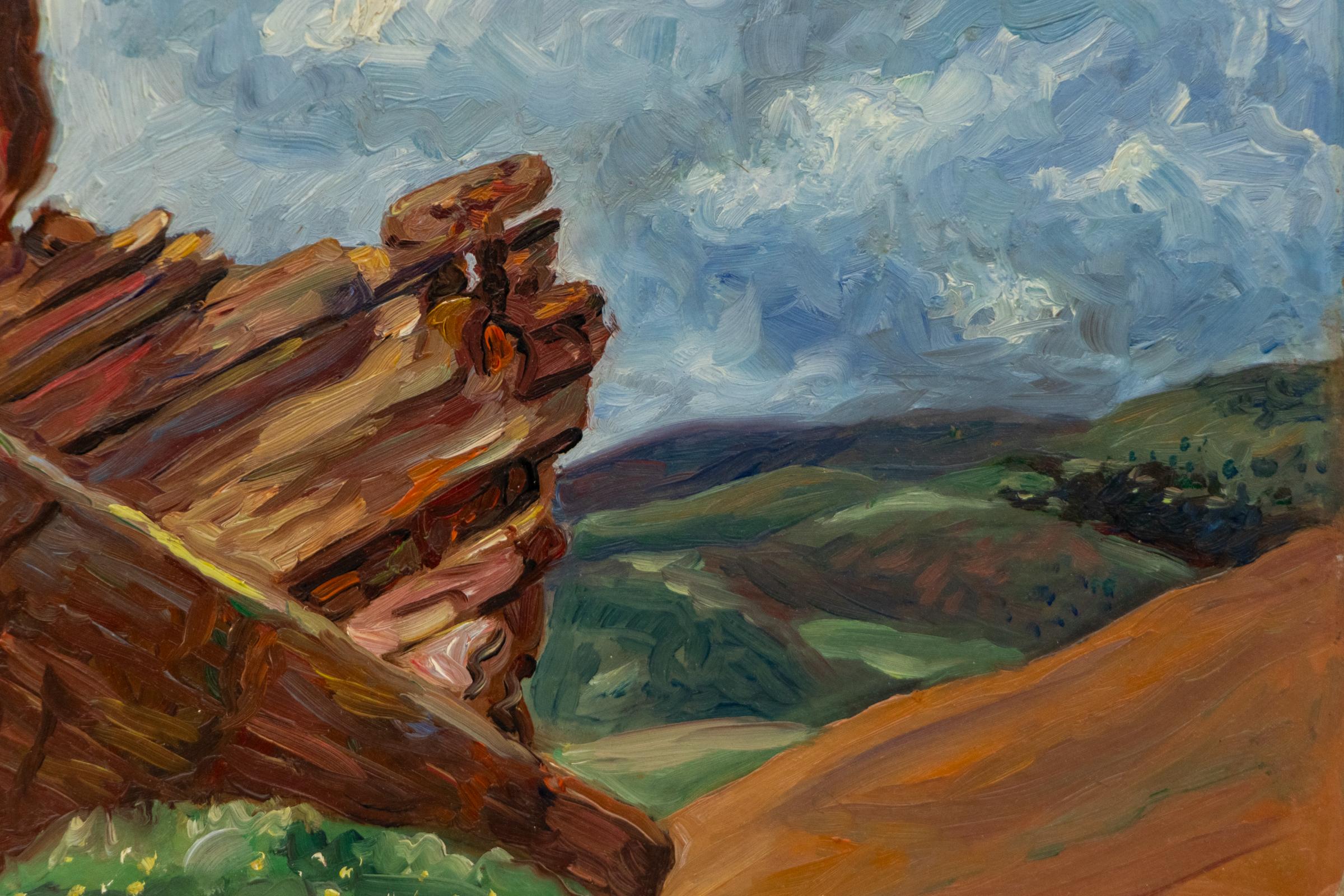 Red Rocks, Colorado meridionale, pittura paesaggistica del XX secolo di formazioni rocciose in vendita 1