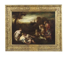 17th Century Diana and Actaeon  Hernest Daret Mythological Oil on Canvas Green