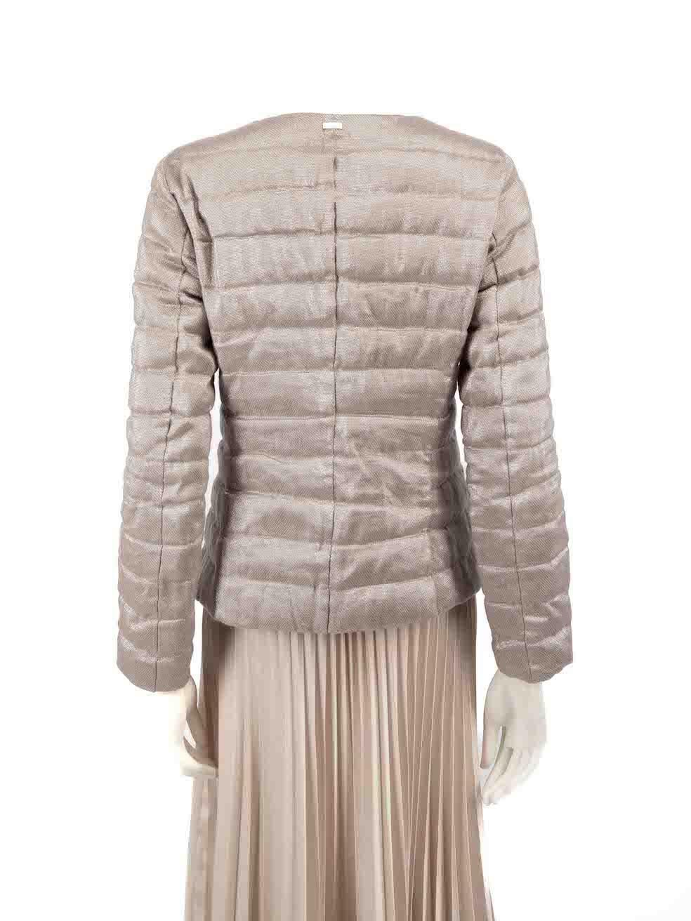 Herno Beige Metallic Accent Puffer Jacket Size M In Excellent Condition For Sale In London, GB