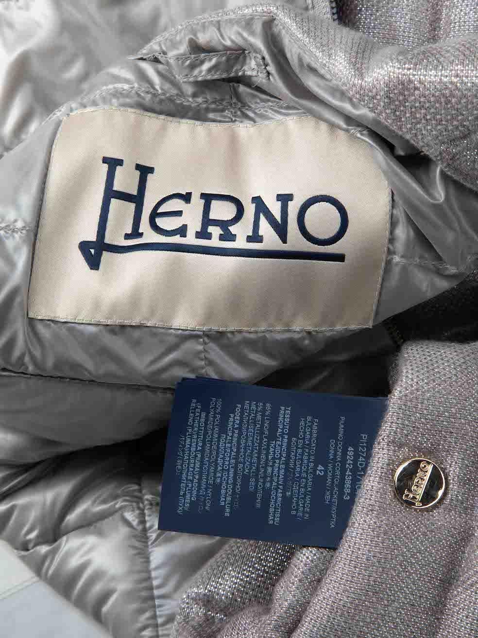 Herno Beige Metallic Accent Puffer Jacket Size M For Sale 2