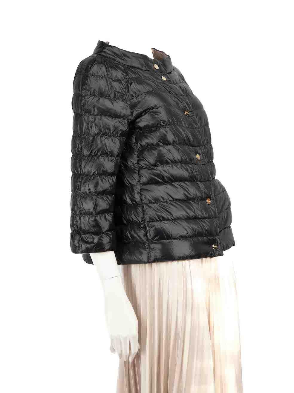 CONDITION is Very good. Minimal wear to coat is evident. Minimal wear to the button fastenings with light scratches to the metal on this used Herno designer resale item.
 
 Details
 Beige and black
 Synthetic
 Shell jacket
 Quilted and goose down