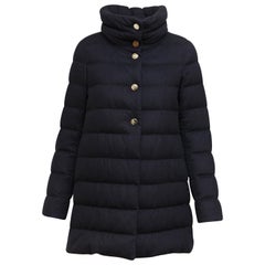 Herno Navy Blue Cashmere/Silk Down Puffer Coat