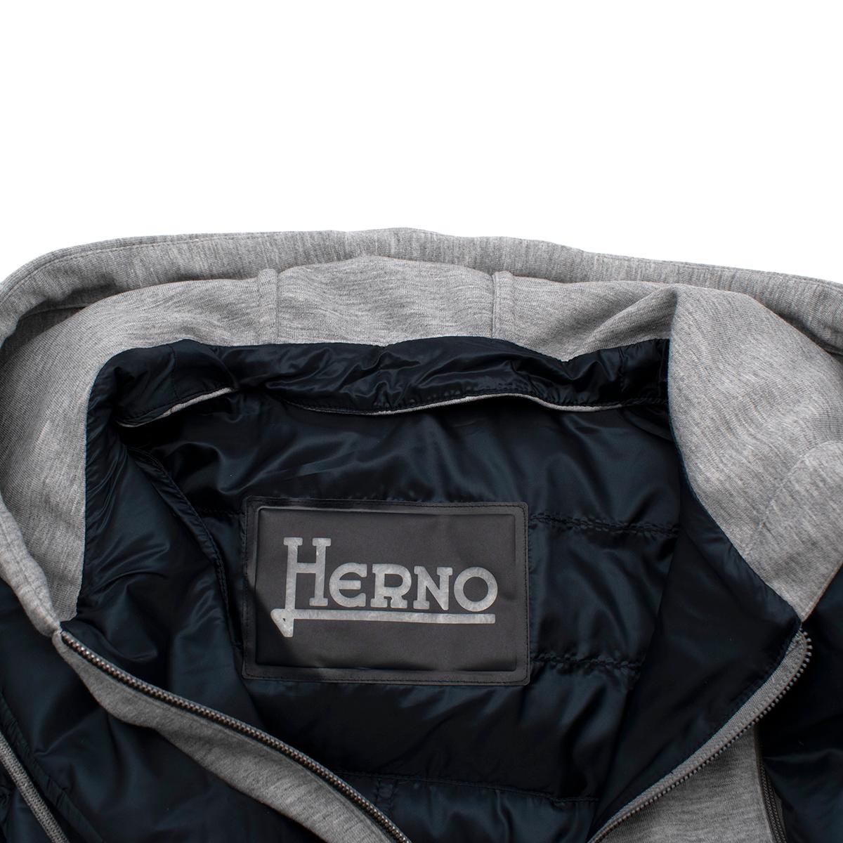 Black Herno Navy Hooded Hybrid Quilted Jacket - US L For Sale