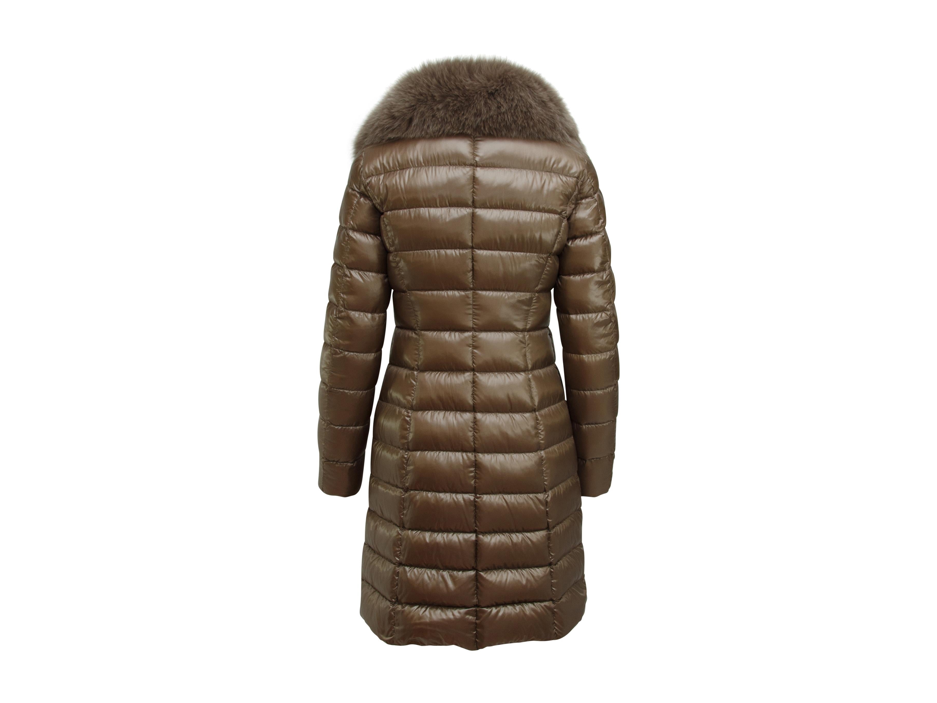 Brown Herno Pewter Fox Fur Trimmed Puffer Coat