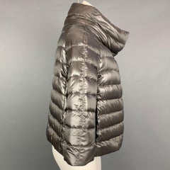 HERNO Size 4 Grey Quilted Nylon Goose Down Jacket