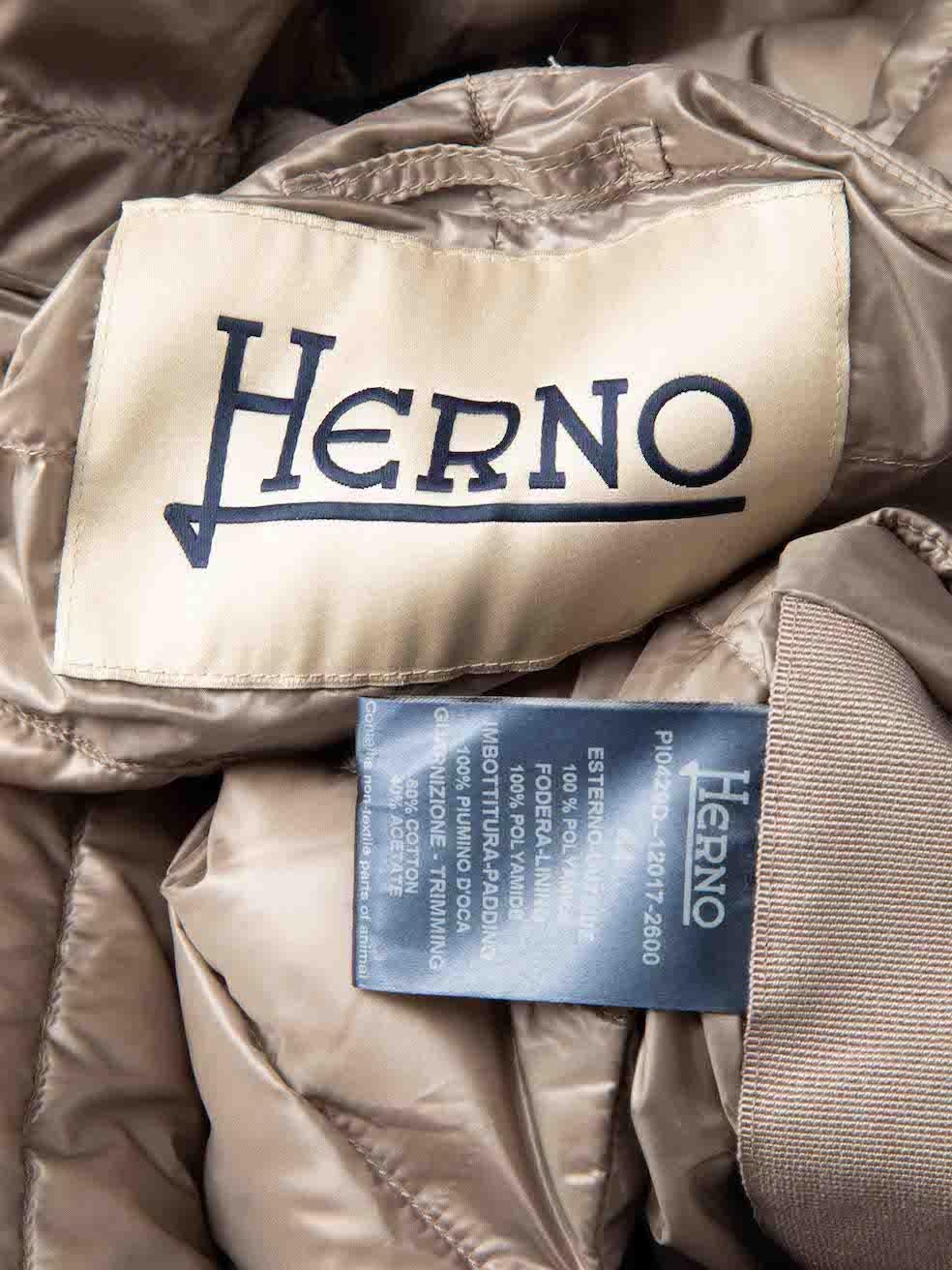 Herno Taupe Quilted Puffer Jacket Size L For Sale 1